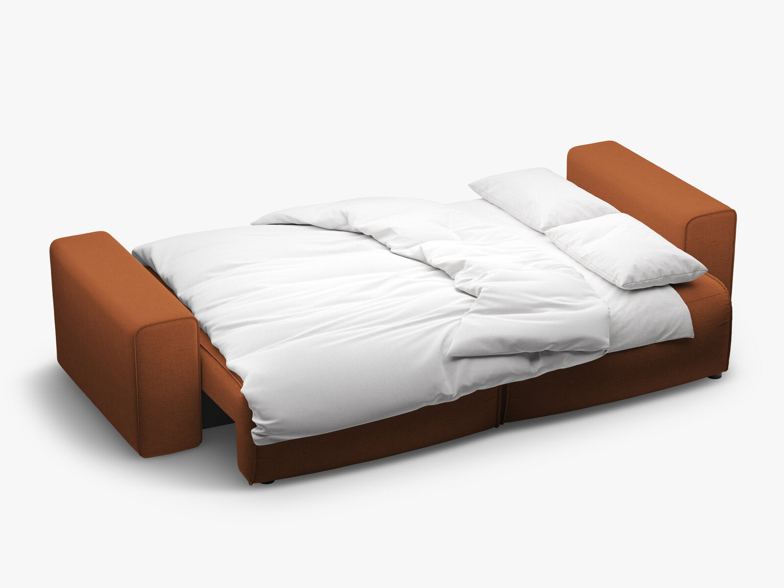 Micadoni Sofa Victor 3-Sitzer mit Schlaffunktion Strukturierter Stoff Ziegel