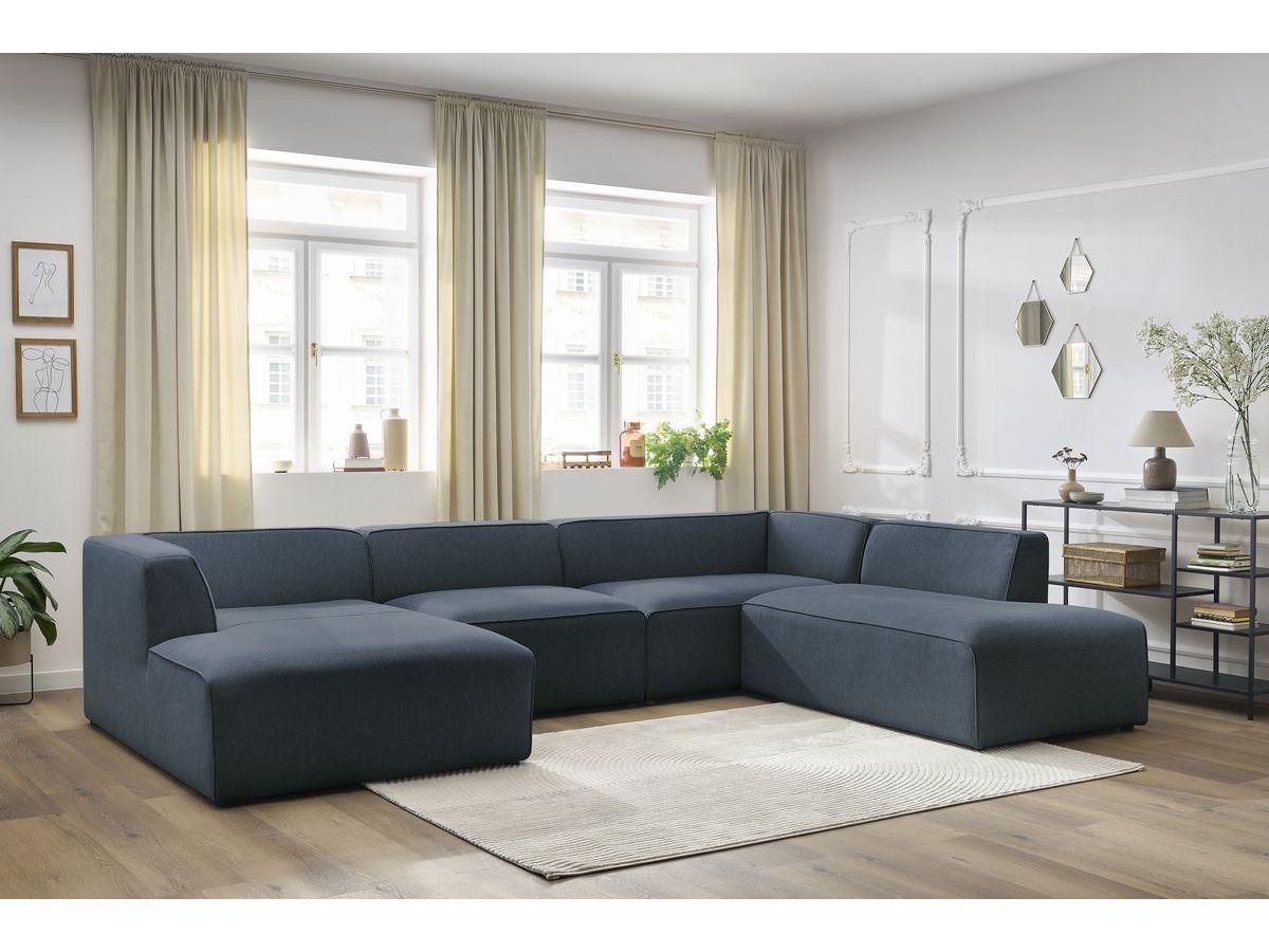 Bobochic Megeve Wohnlandschaft Melange-Stoff Dunkelblau Ecke links
