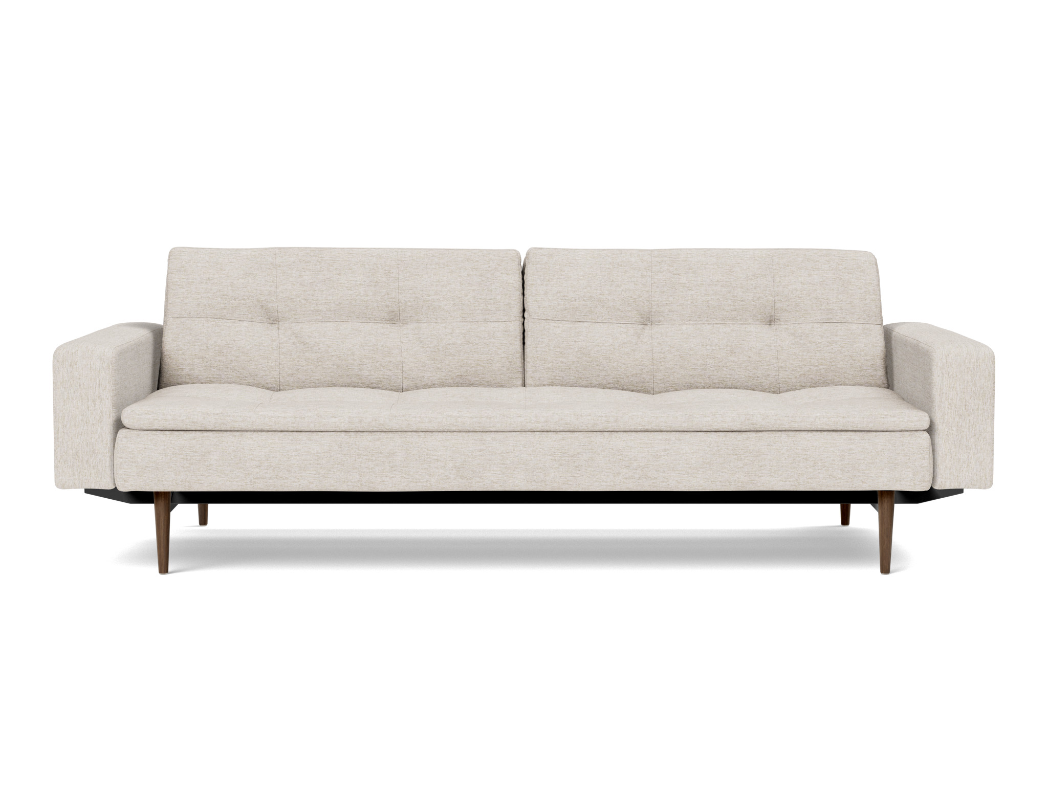 Schlafsofa Dublexo mit Armlehnen Chenille Yuveno 470-Natural Beine Styletto Eiche dunkel