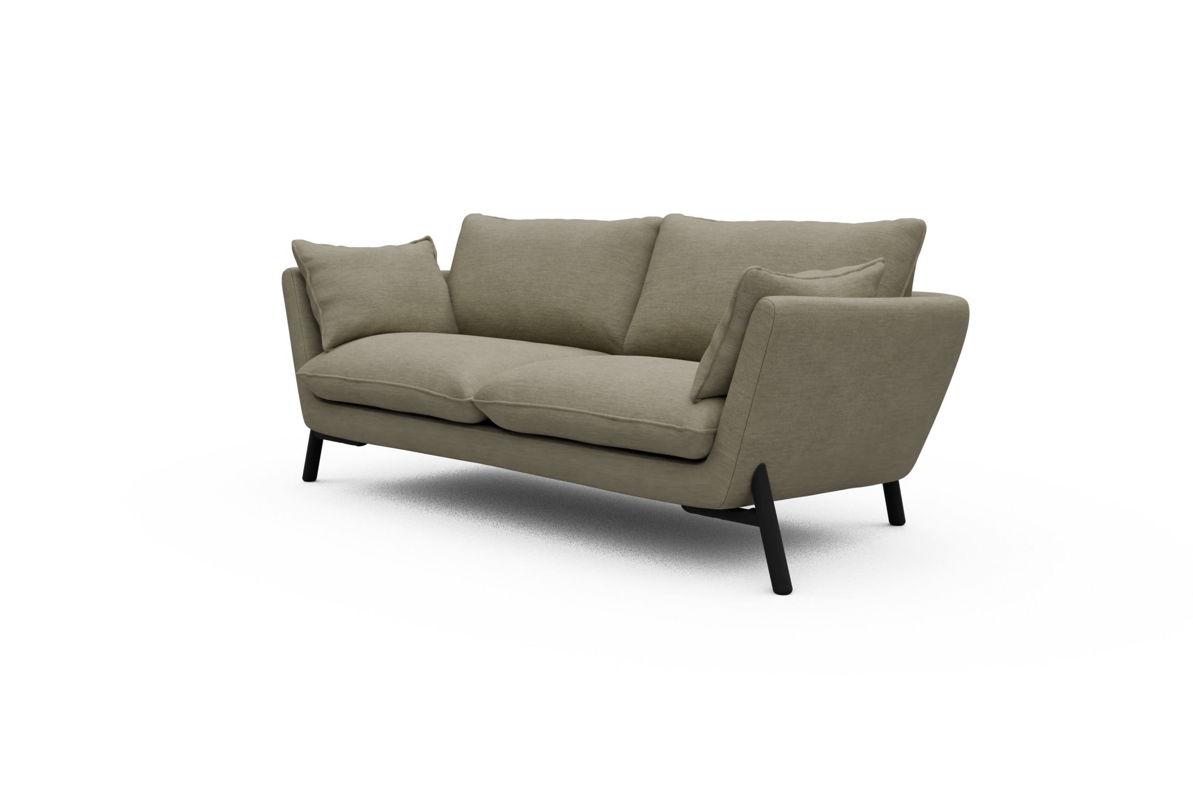 Sofa Emil 2-Sitzer Beinfarbe Eiche Schwarz Vivus-Dusty-Sand