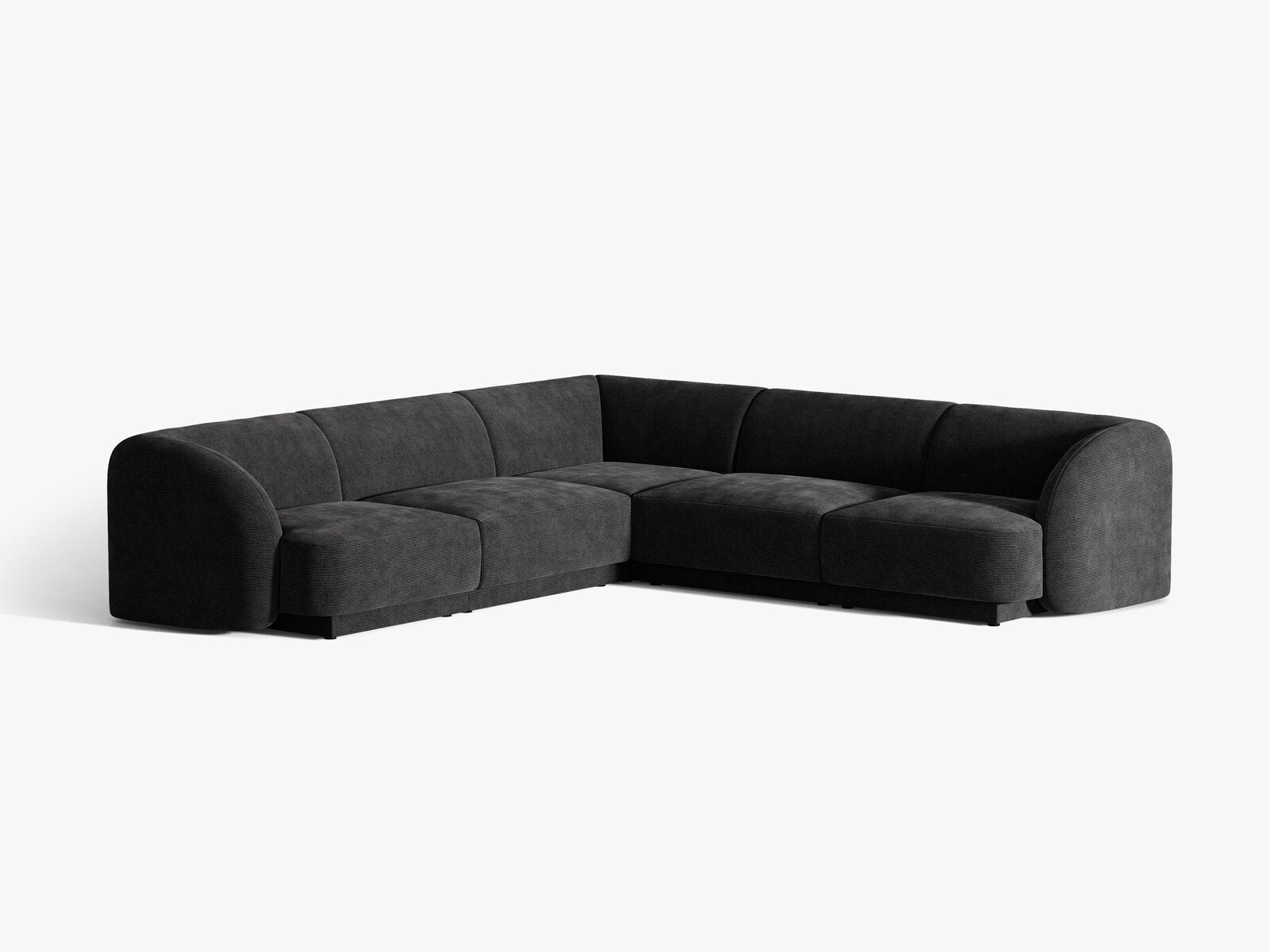 Micadoni 5-Sitzer Symmetrisches Ecksofa Miley Chenille Haga Schwarz