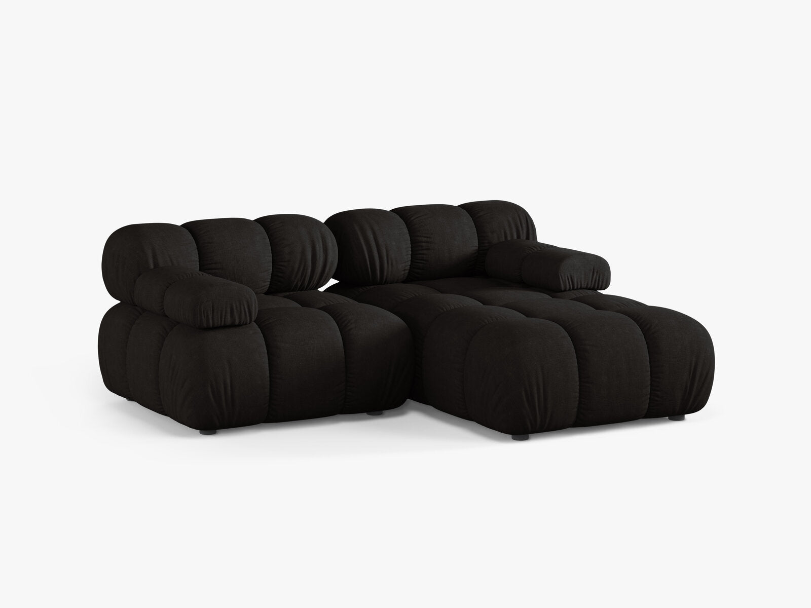 Micadoni Modulares Ecksofa Bellis 3-Sitzer Rechts Strukturierter Stoff Liberty Schwarz
