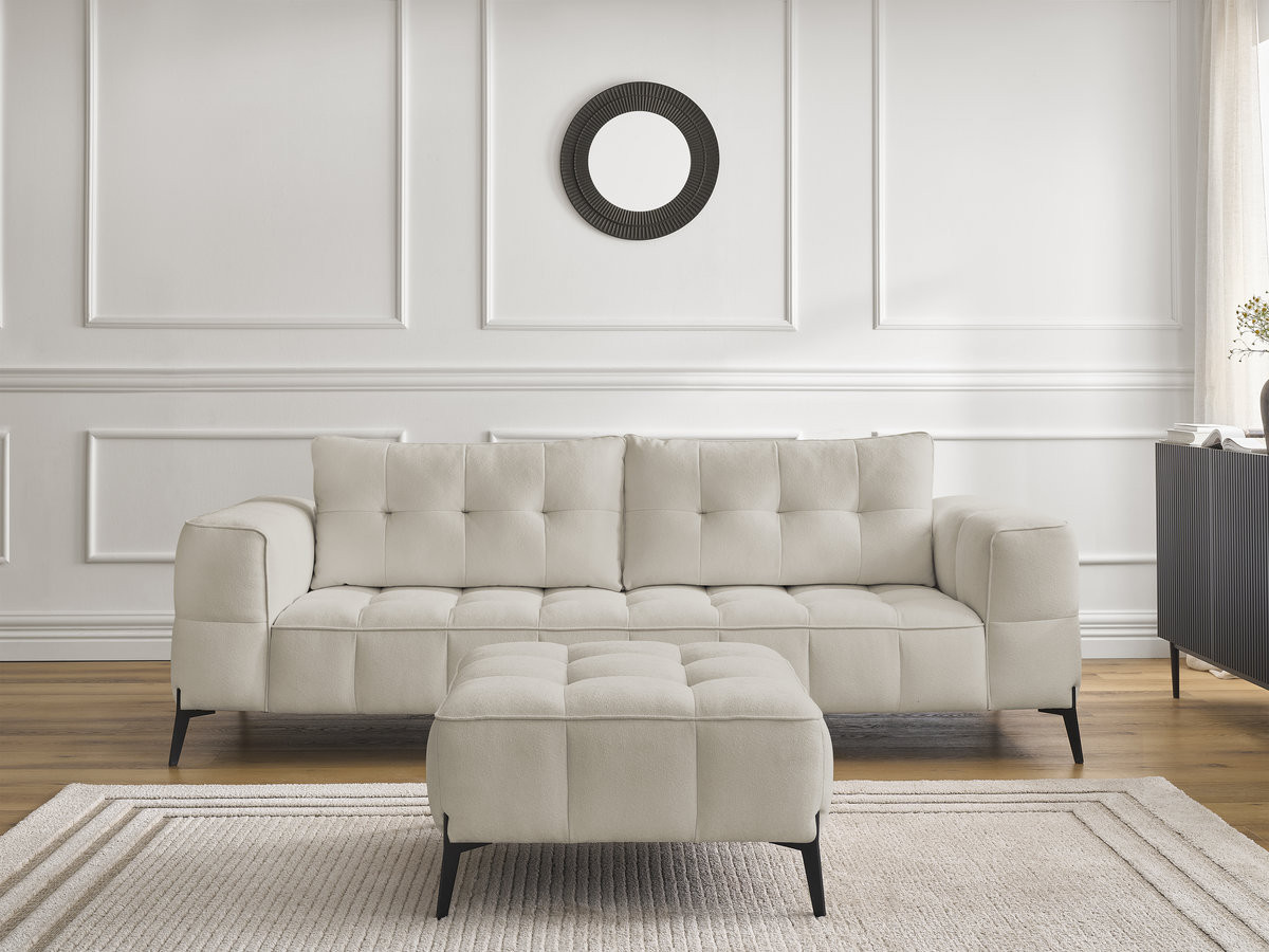 Bobochic Anis Sofa 3-Sitzer mit Pouf Strukturstoff Beige