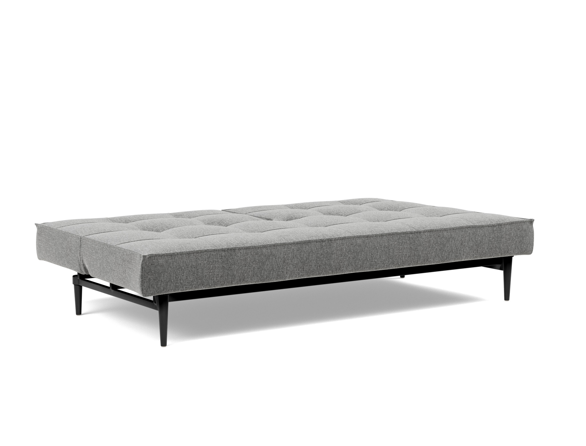 Schlafsofa Splitback Strukturierter Stoff Twist 563-Charcoal Beine Styletto Eiche schwarz