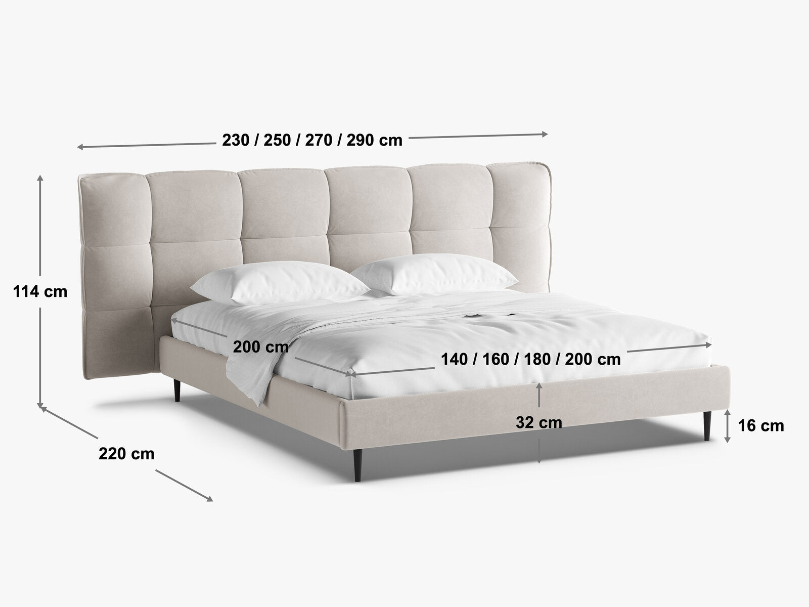 Micadoni Stauraumbett mit Kopfteil Eric with legs Samt Casino Hellgrün 180x200