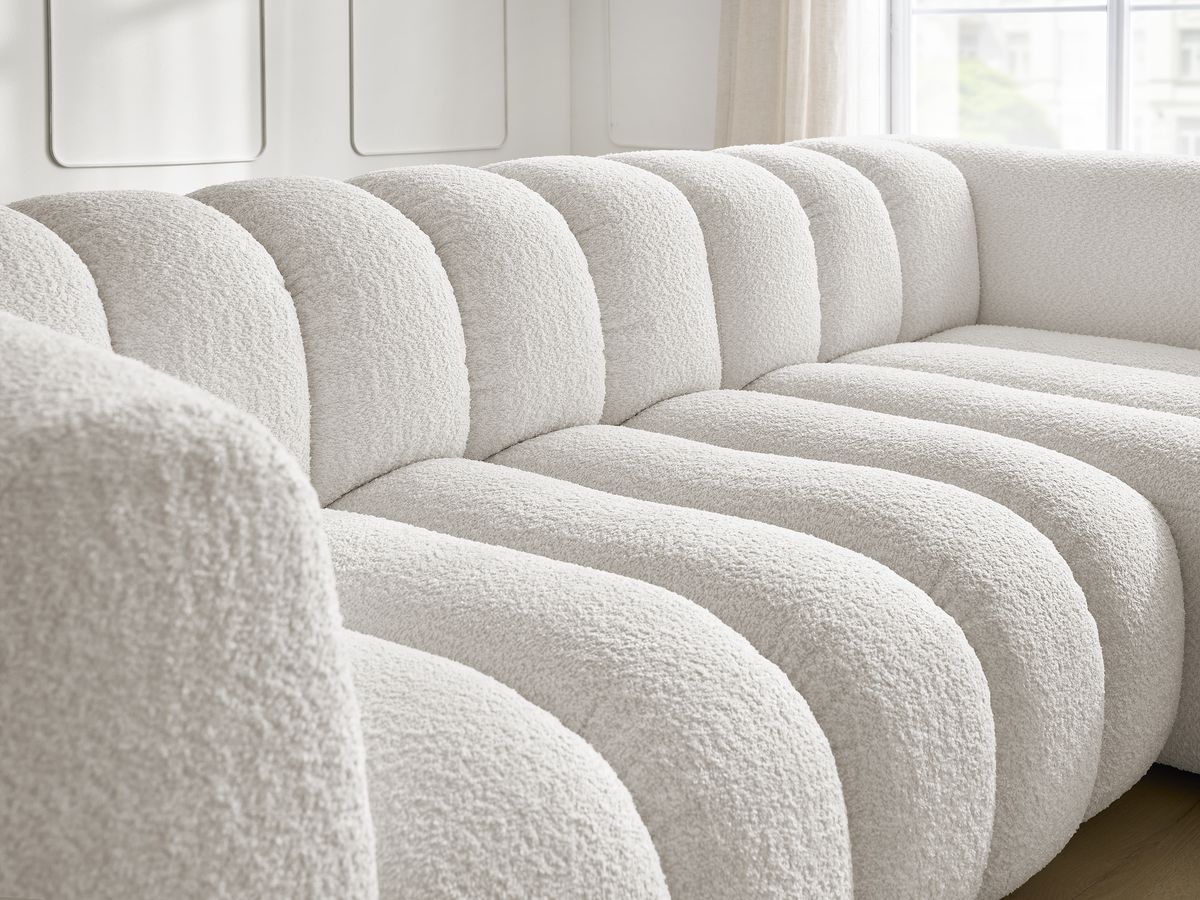 Bobochic Talia Ecksofa Bouclé-Stoff Weiß Ecke rechts
