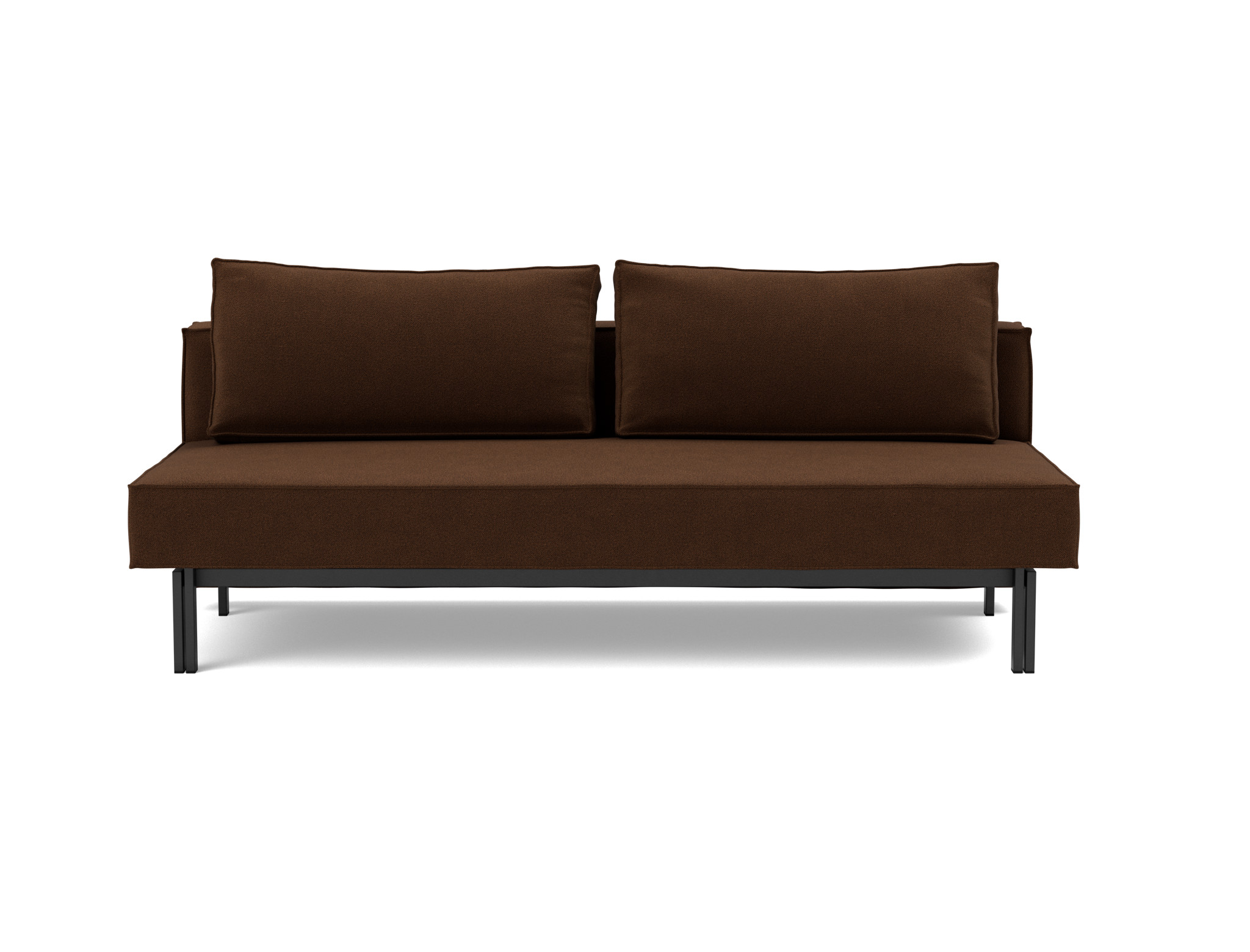 Schlafsofa Sly Strukturierter Stoff Taura 359-Cappuccino Beine Schwarzes Metall