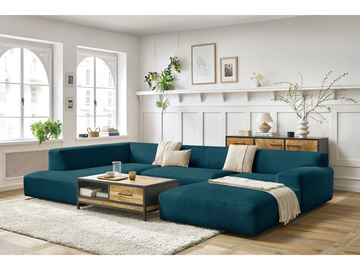 Bobochic Lavena Wohnlandschaft 359 × 220 cm Samt Dunkelblau Ecke rechts