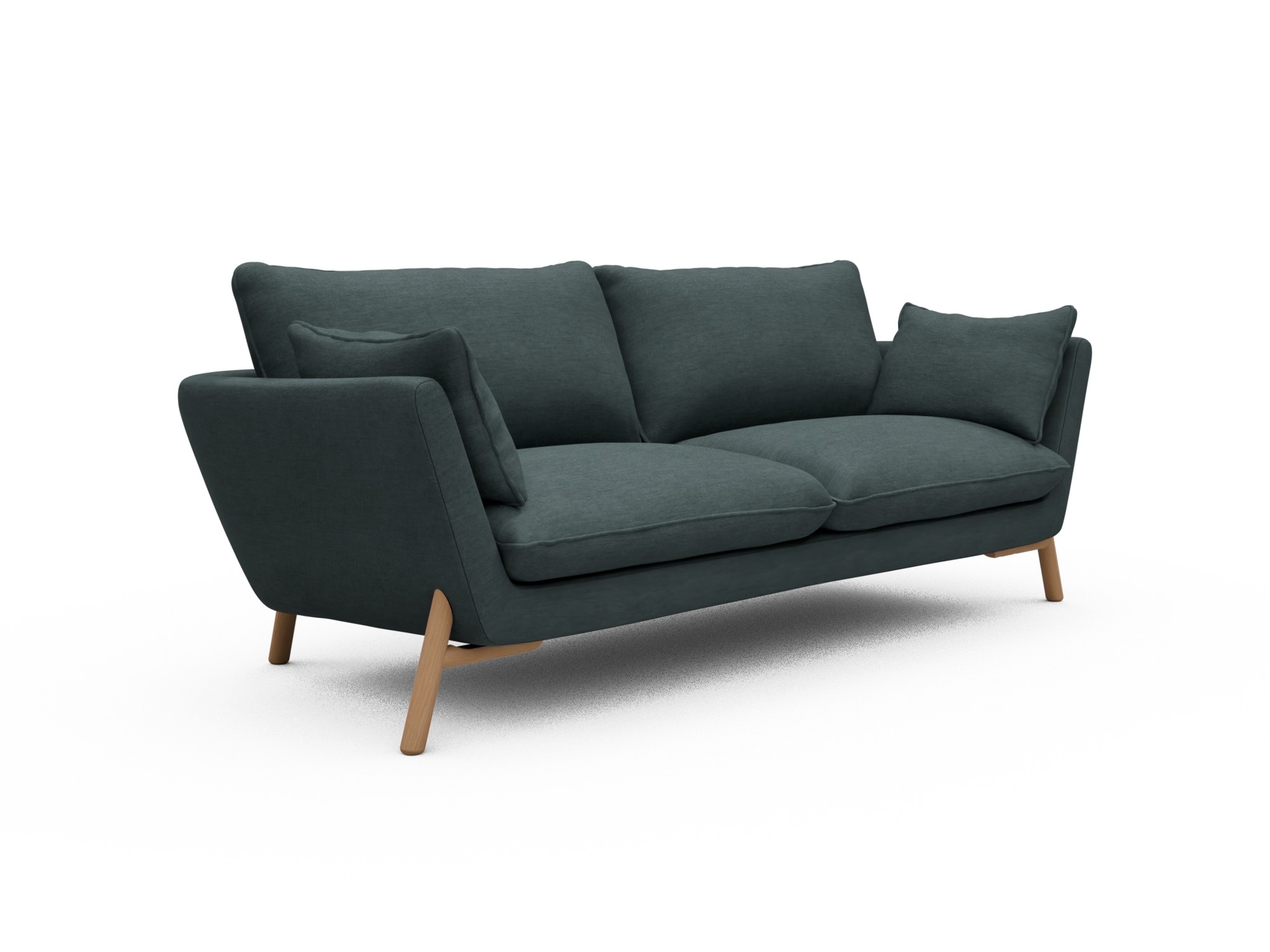 Skandi Home Sofa Emil 3-Sitzer Beinfarbe Eiche Natur Vivus-Blue moebelfaktor