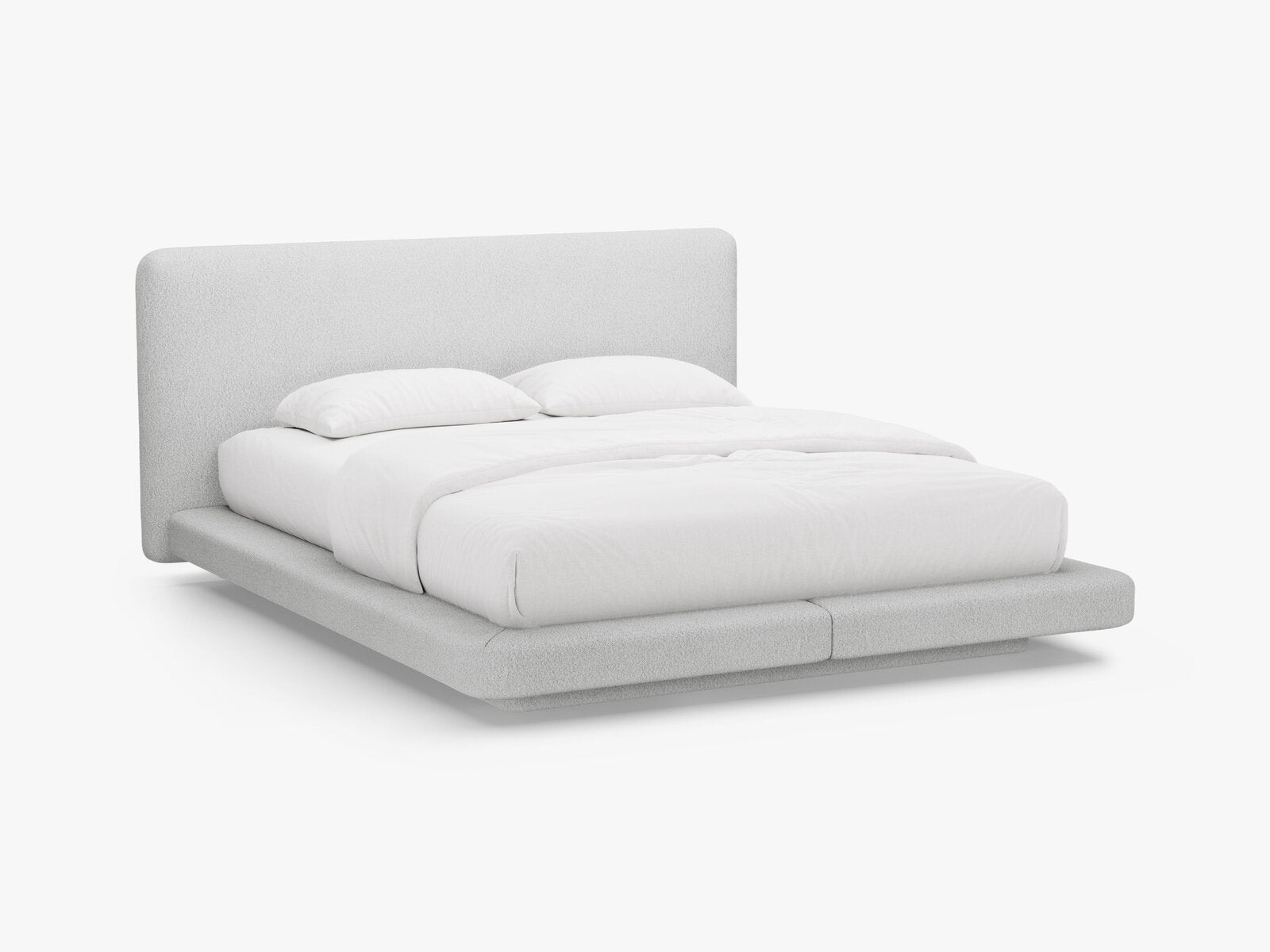 Micadoni Polsterbett mit Kopfteil Linea Boucle Baloo Hellgrau 180x200