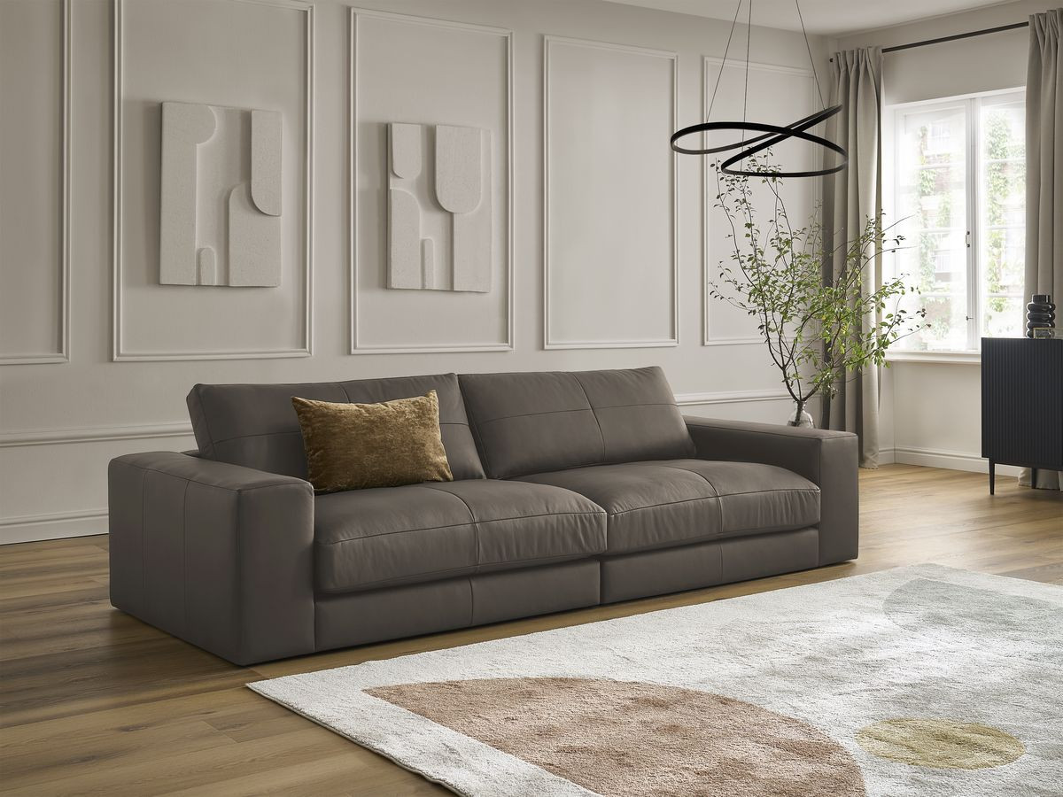 Bobochic Leonard Sofa 3-Sitzer 274 × 109 cm Leder Braun