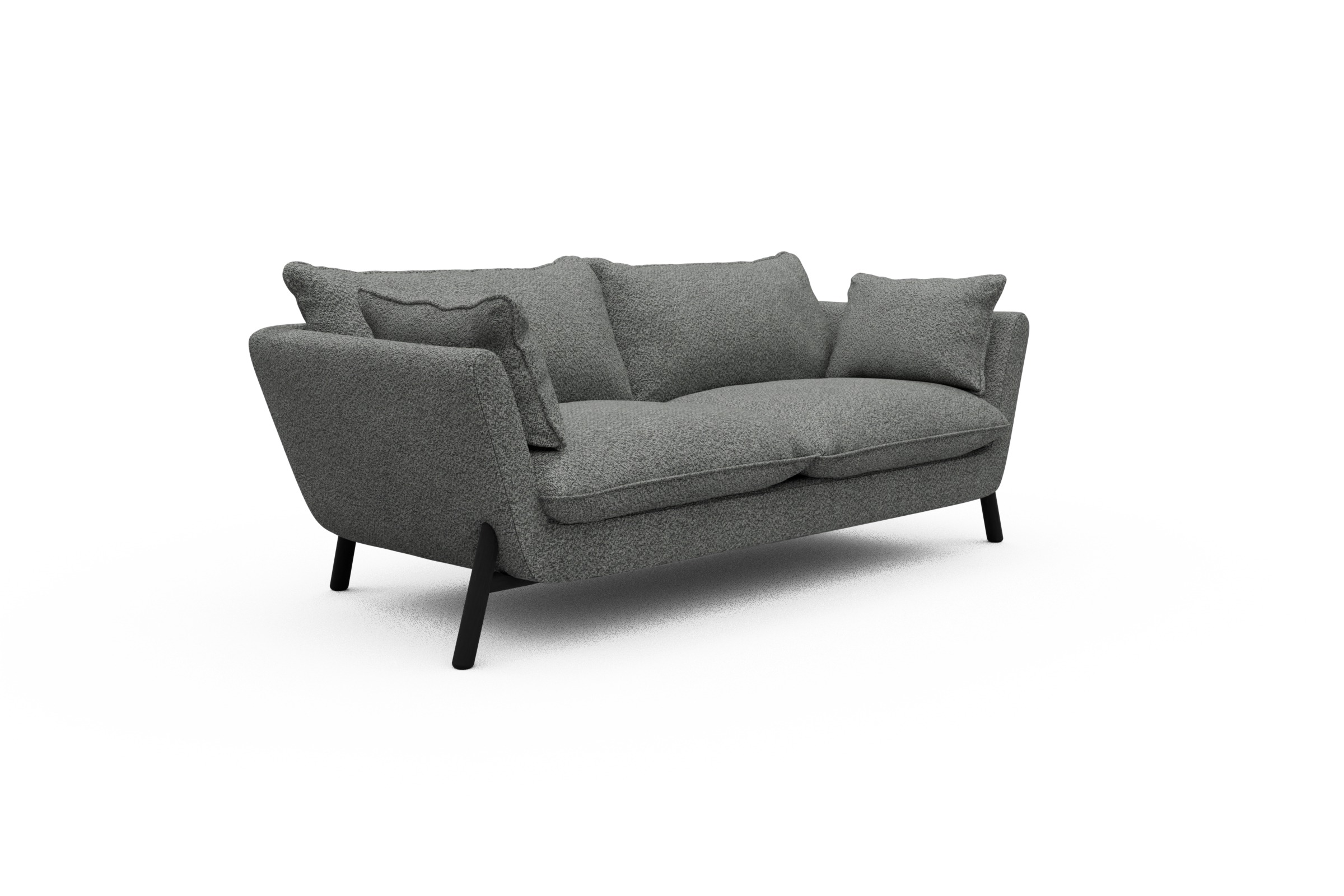 Sofa Emil PREMIUM 2-Sitzer Beinfarbe Eiche Schwarz Vanora-Warm-Grey