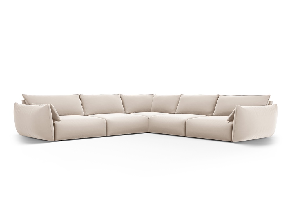 Cosmopolitan Design Symmetrisches Ecksofa Matera 7-Sitzer Samt Salvador Beige