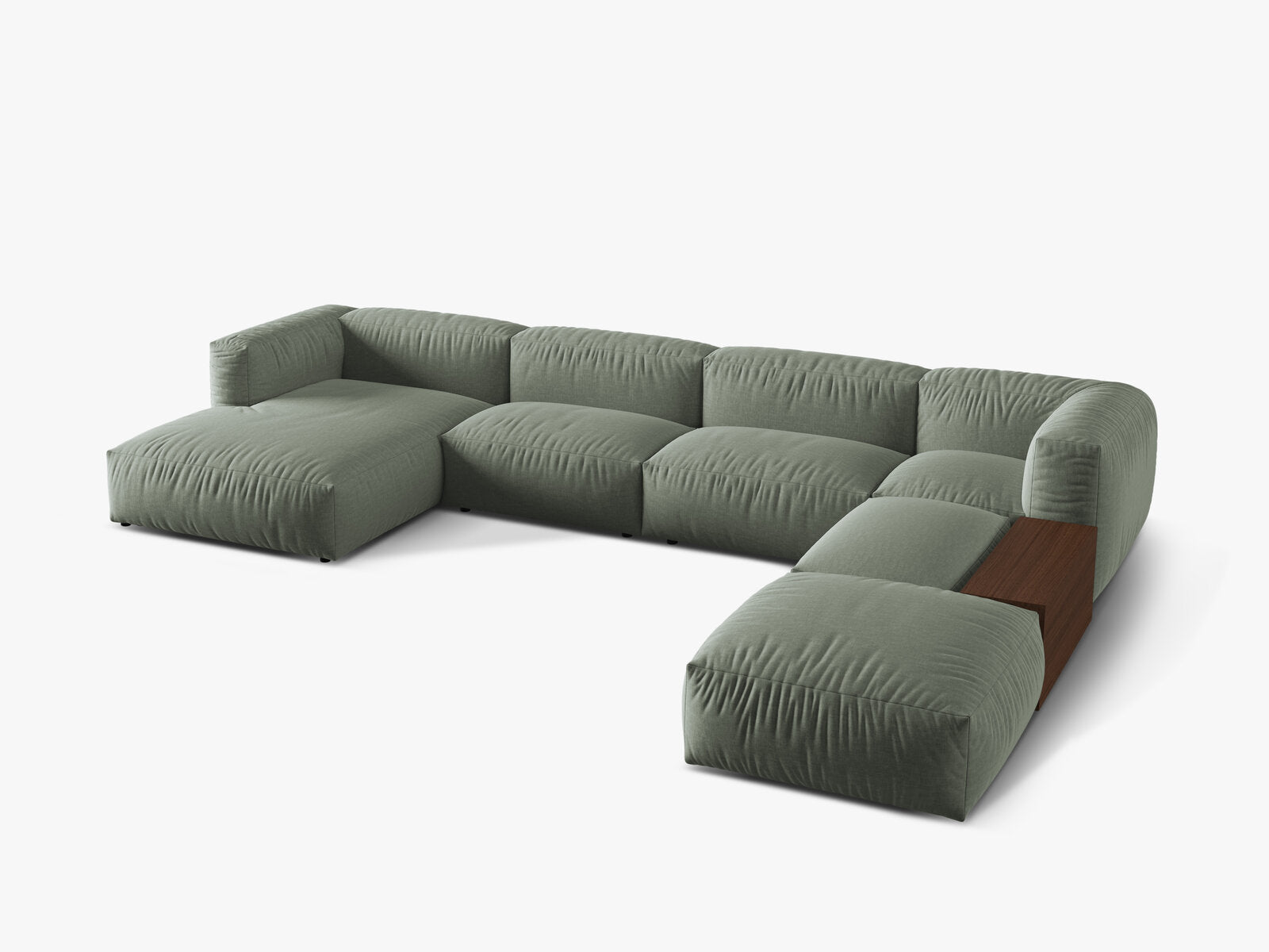 Micadoni Panorama-Ecksofa Martina 5-Sitzer Rechts Strukturierter Stoff Moßgrün