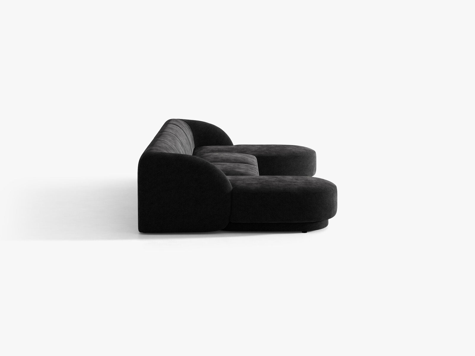 Micadoni Panorama-Sofa Miley 5-Sitzer Chenille Haga Schwarz