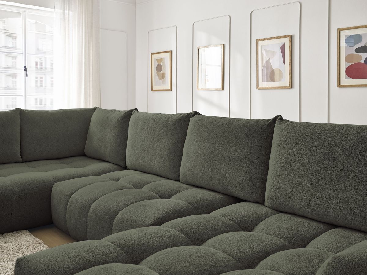 Bobochic Everest Wohnlandschaft, 6 Kissen Melange-Stoff Grün Ecke rechts