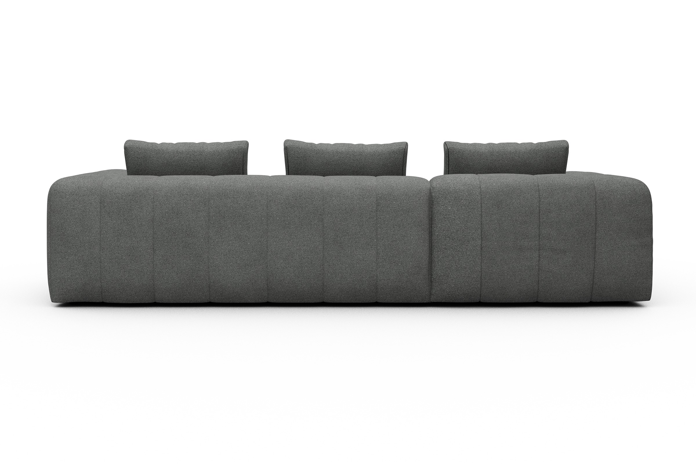 Ecksofa Hugo 2,5-Sitzer Armlehne rechts mit Chaiselongue Boucle-Ash-Grey