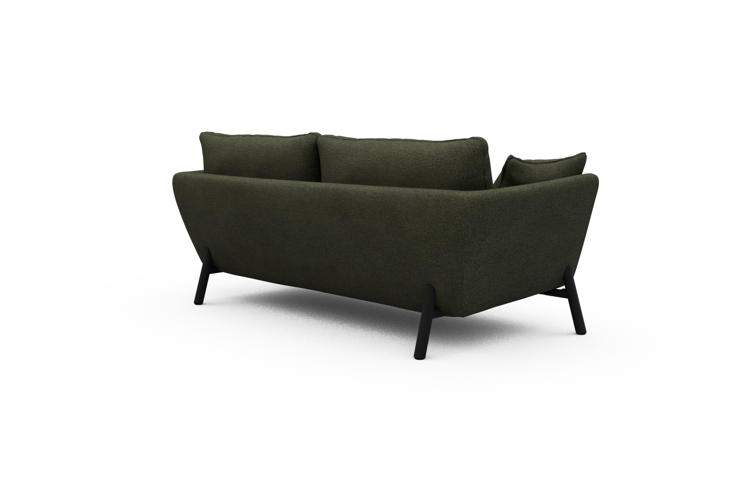 Sofa Emil 2-Sitzer Beinfarbe Eiche Schwarz Boucle-Forest-Green