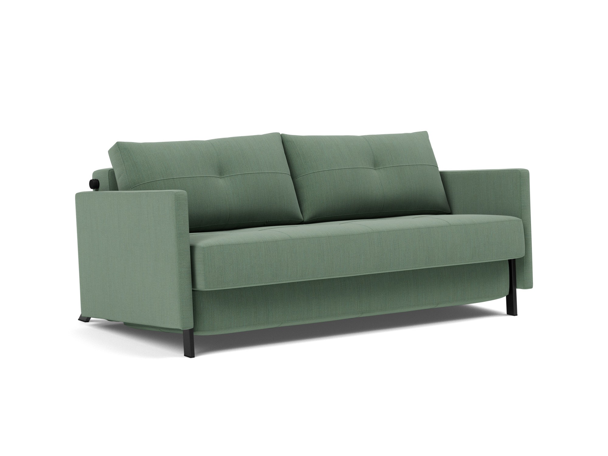 Schlafsofa Cubed mit Armlehnen 160 Flachgewebe Elegance 518-Green
