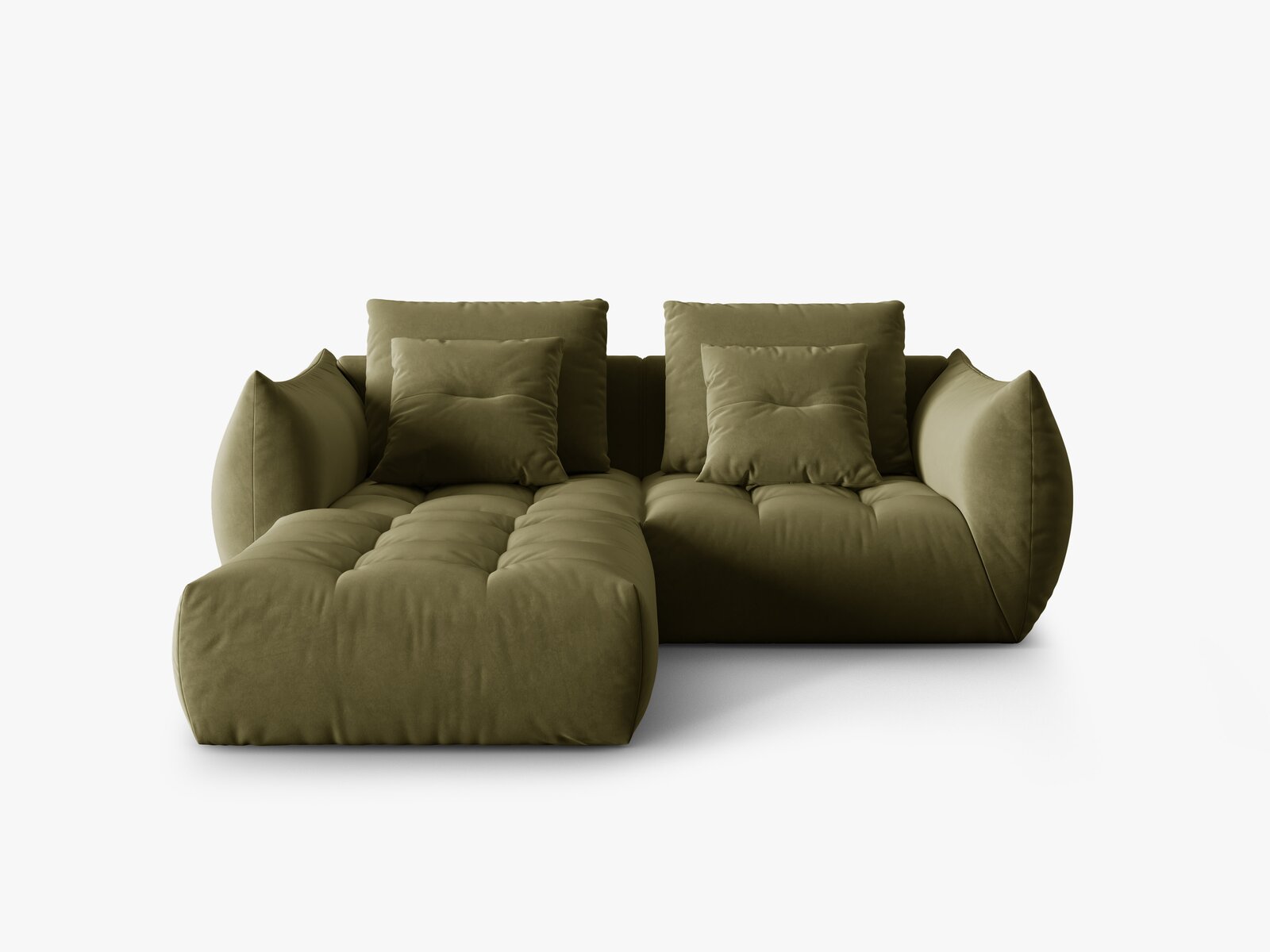Micadoni Ecksofa Bloom 3-Sitzer Samt Hellgrün