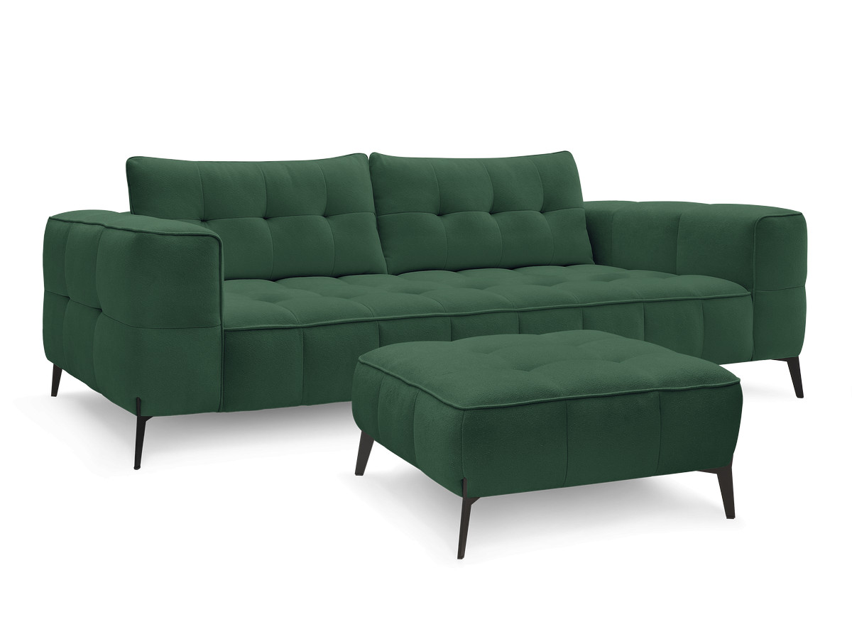 Bobochic Anis Sofa 3-Sitzer mit Pouf Strukturstoff Grün