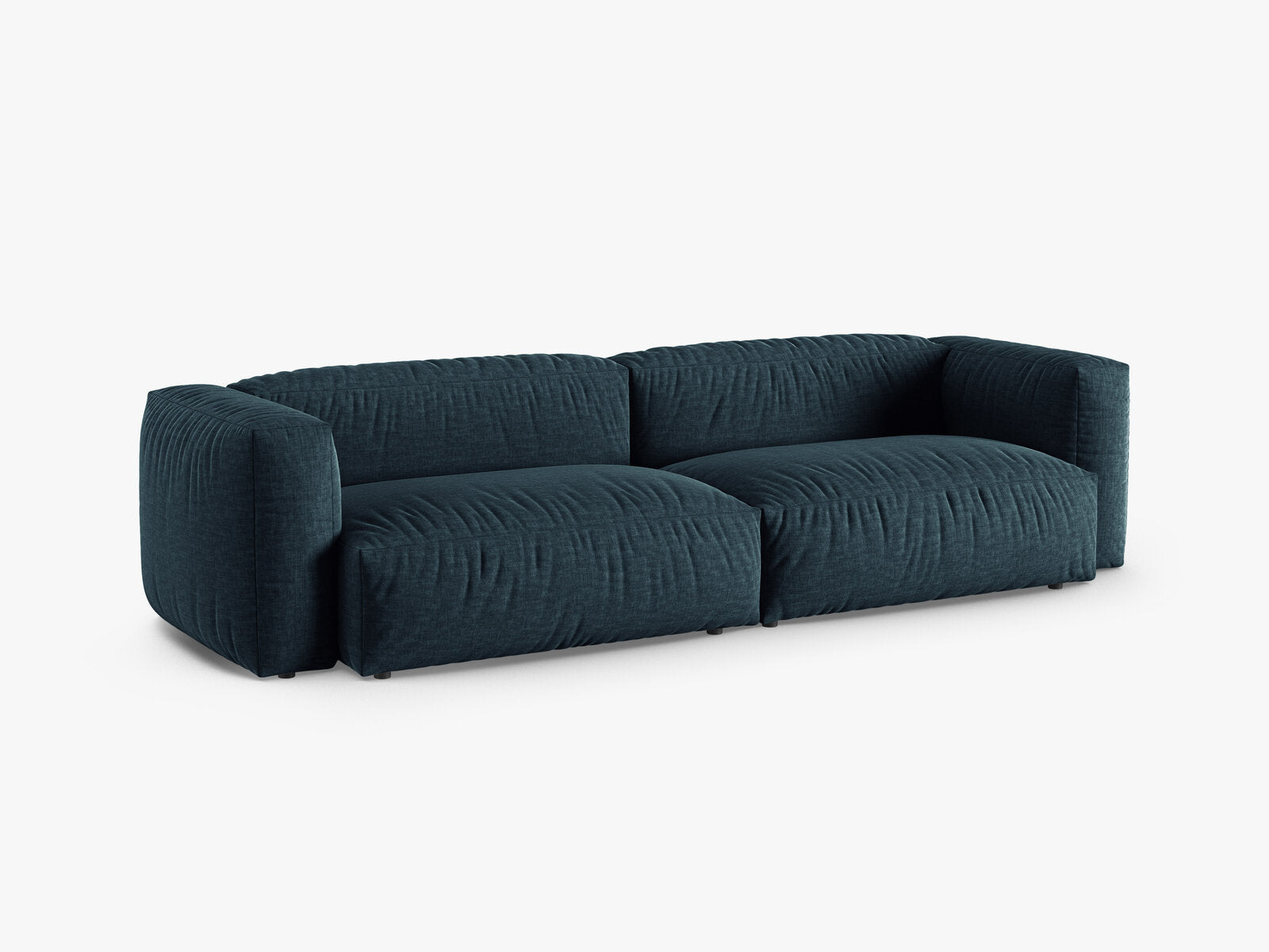 Micadoni Sofa Martina 4-Sitzer 90cm Sitztiefe Strukturierter Stoff Boston Jeansblau