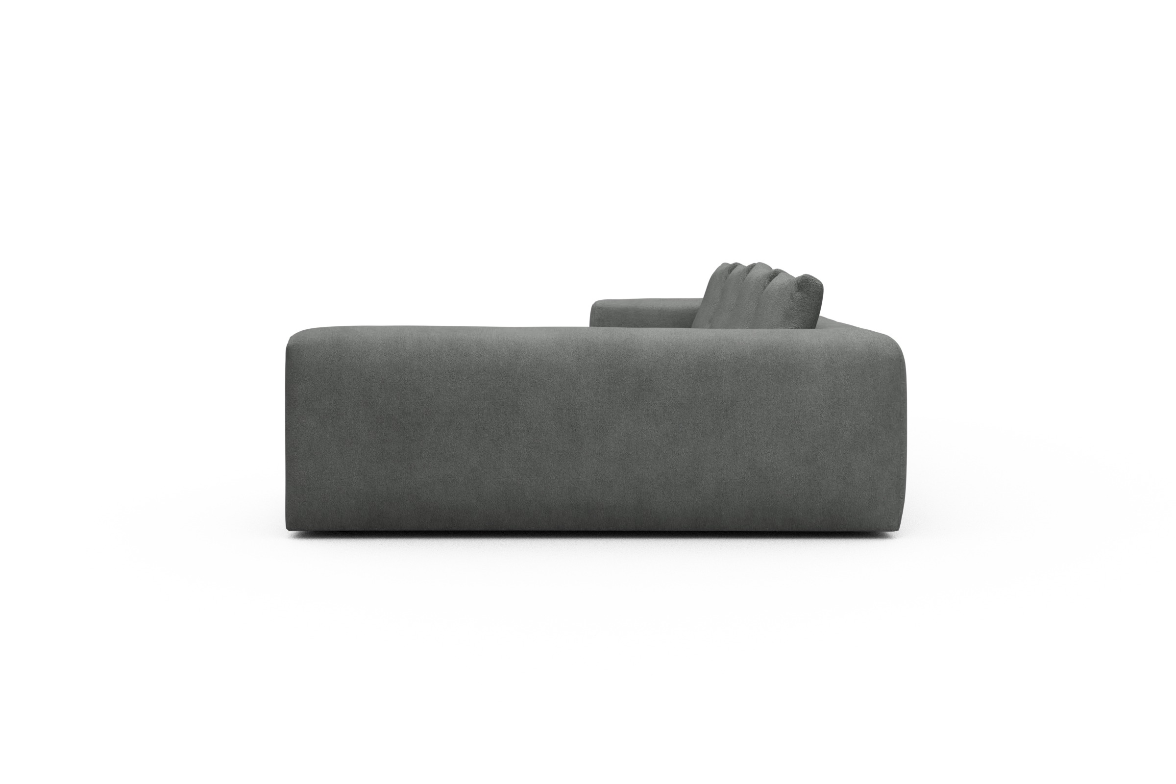 Wohnlandschaft Fred Chaiselongue links mit 2-Sitzer und lange Armlehne rechts Boucle-Ash-Grey