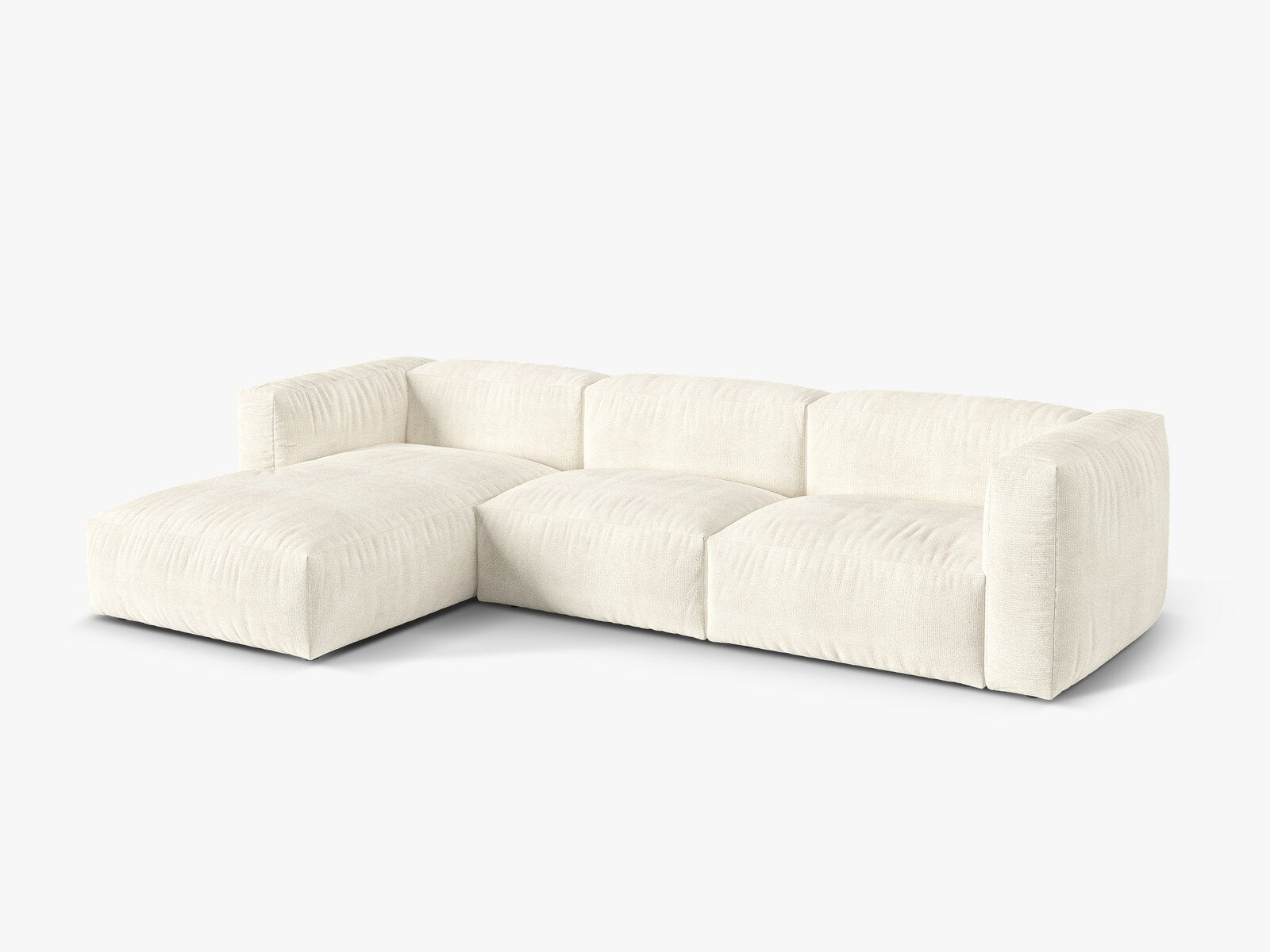 Micadoni Ecksofa Martina 3-Sitzer Links Boucle Monet Elfenbein