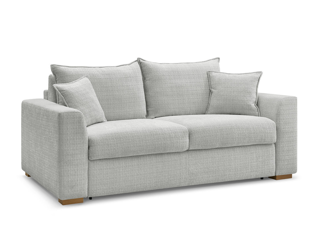 Bobochic Augustin Schlafsofa 3-Sitzer Strukturstoff Hellgrau, Liegefläche 160 × 200 cm