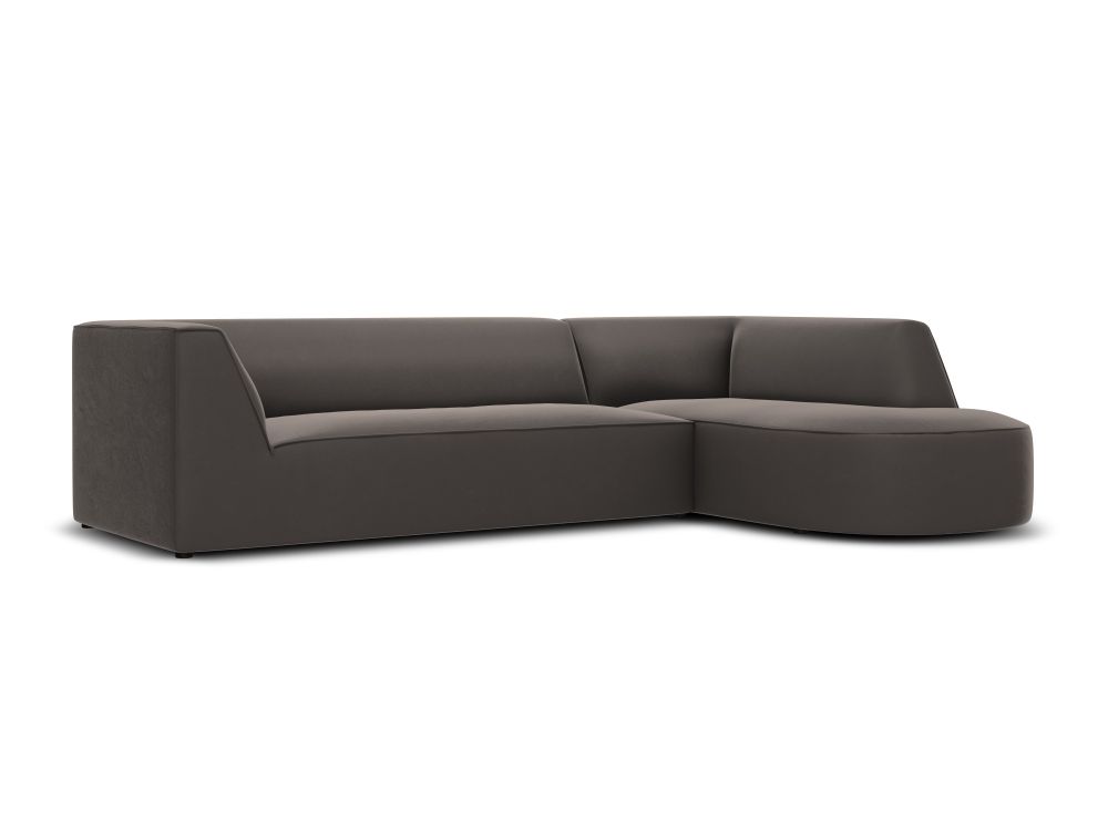 Cosmopolitan Design Ecksofa Siena 4-Sitzer abgerundet Samt Salvador Dunkelgrau Rechts