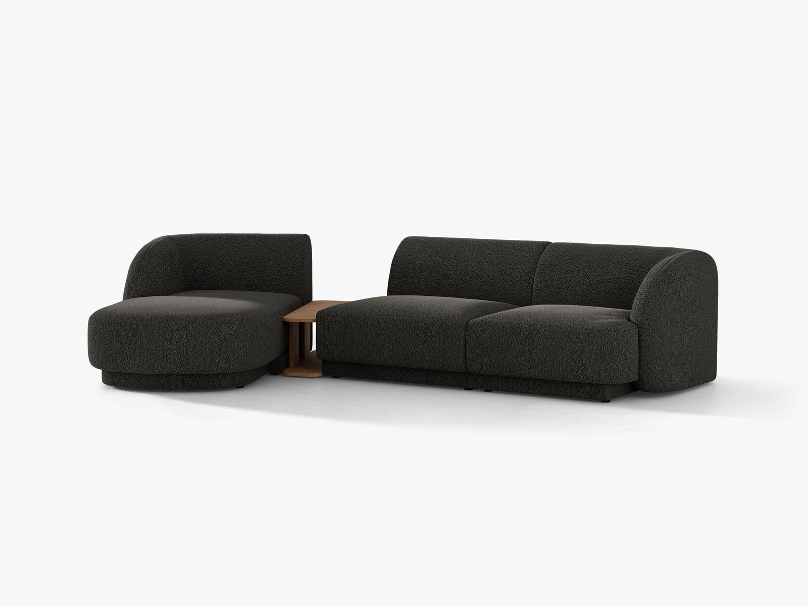 Micadoni Modulares Sofa Miley mit Recamiere 3-Sitzer Links Boucle Baloo Braun