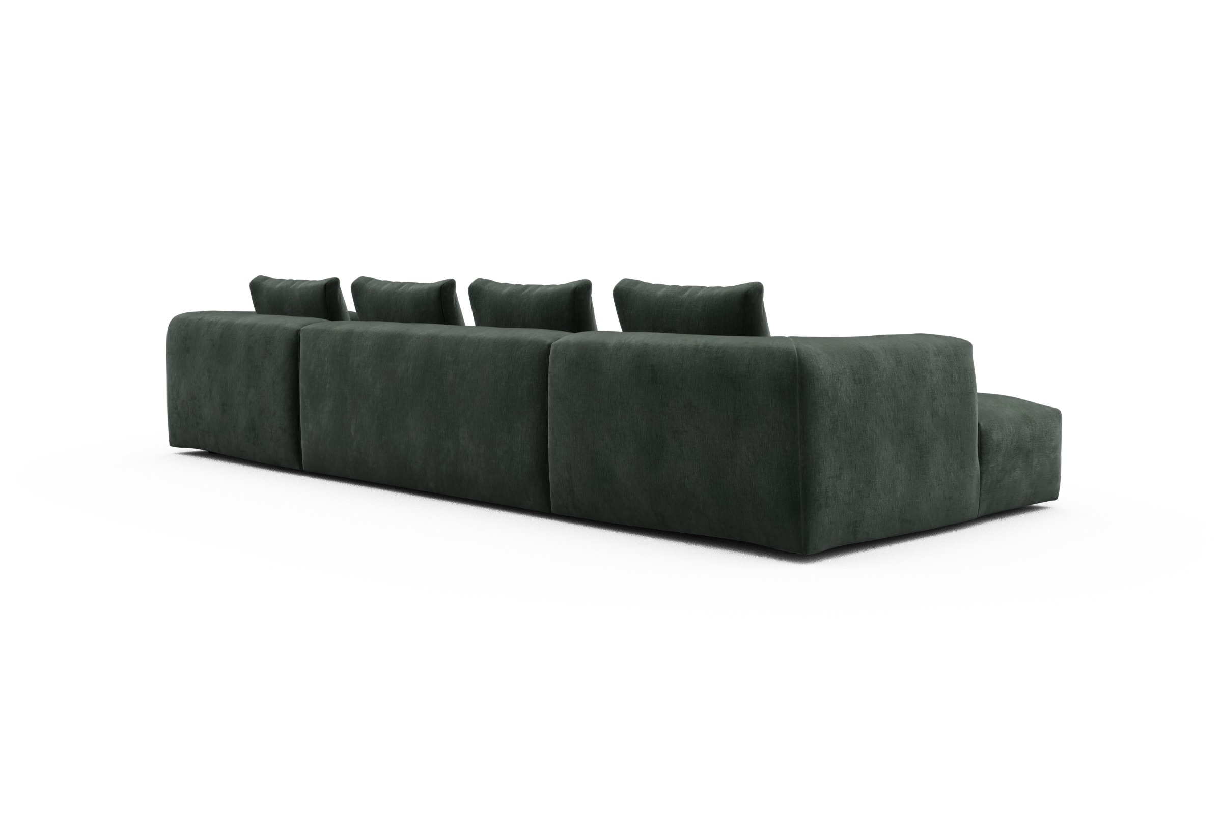 Wohnlandschaft Fred mit 2-Sitzer und Chaiselongue beidseitig Smooth-Laurel-Green