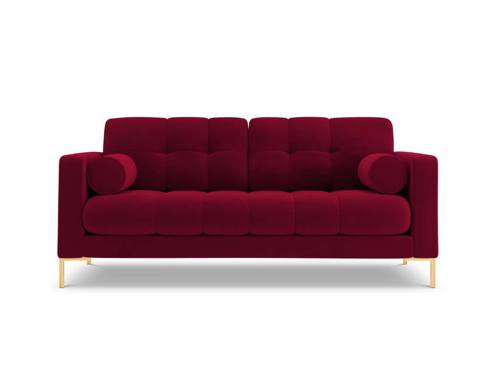 Cosmopolitan Design Sofa Bali 2-Sitzer Samt Bluvel Rot Beine Gold