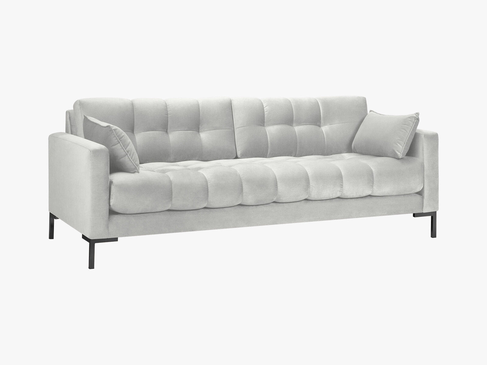 Micadoni Sofa Mamaia 3-Sitzer Samt Bluvel Silber schwarze Beine