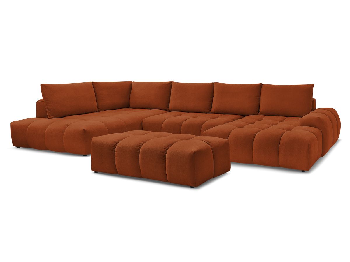 Bobochic Everest Wohnlandschaft mit Pouf, 6 Kissen Strukturstoff Orange Ecke rechts