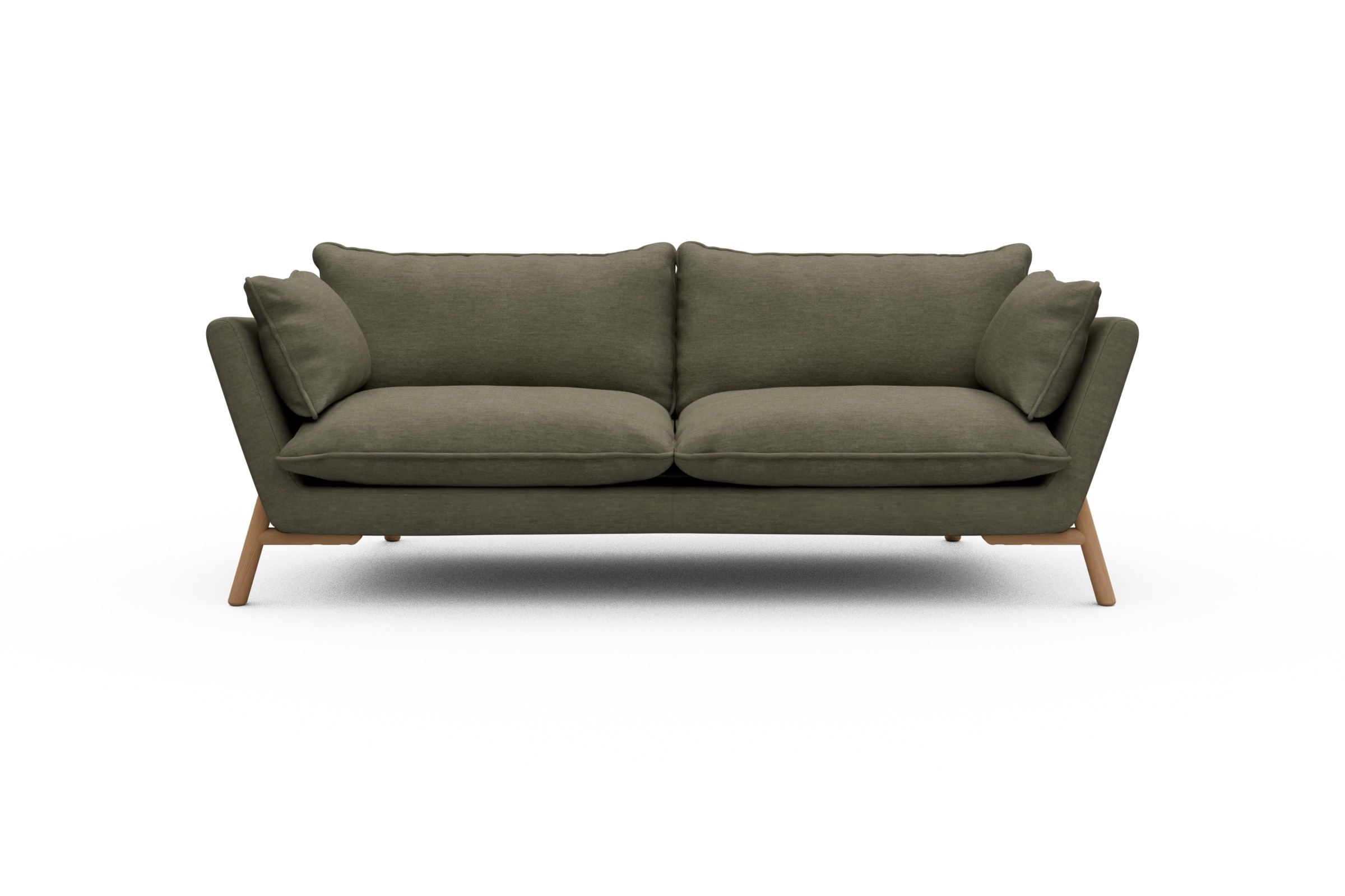 Skandi Home Sofa Emil PREMIUM 3-Sitzer Beinfarbe Eiche Natur Vivus-Dusty-Olive moebelfaktor