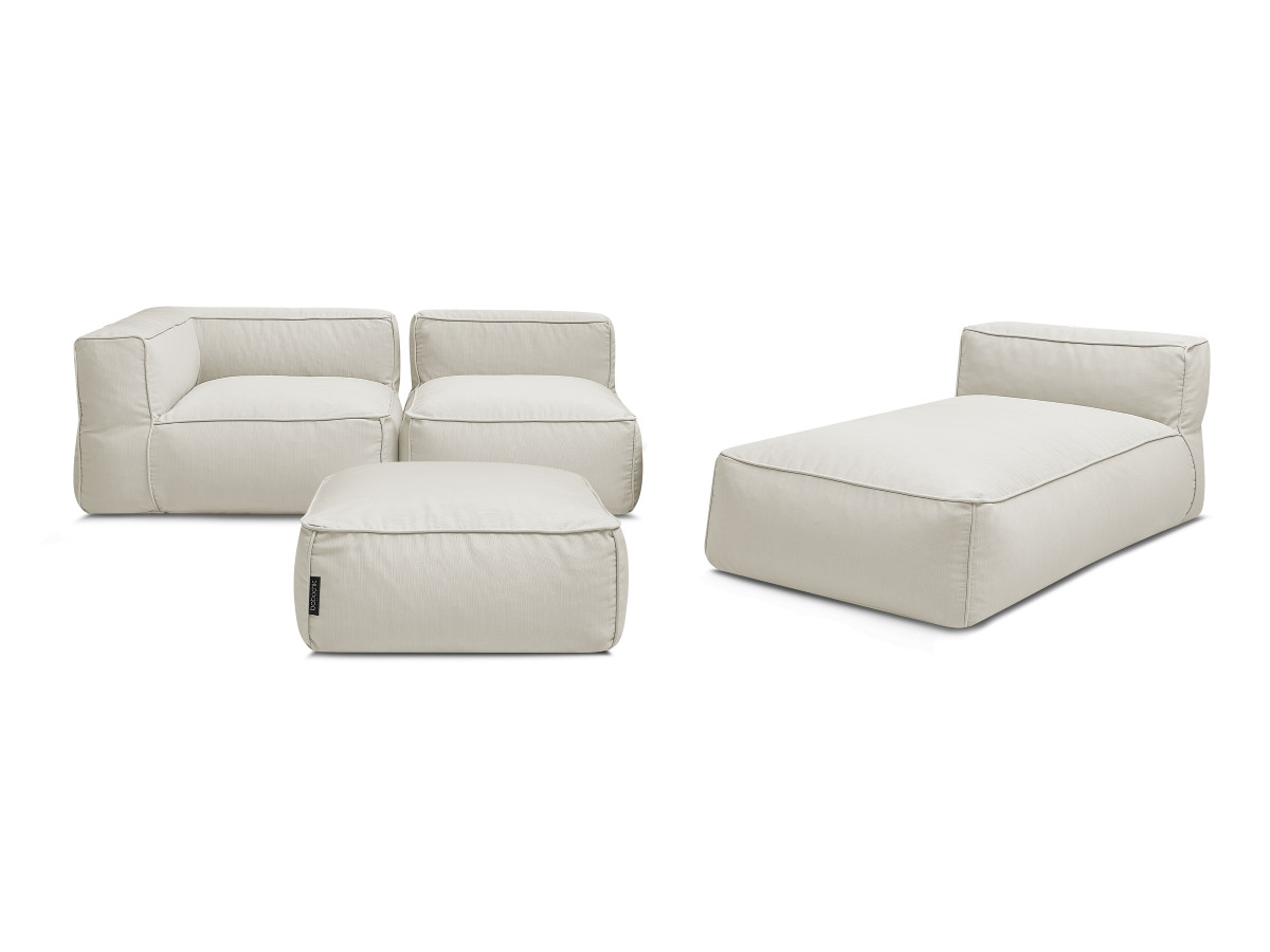 Bobochic Giulia Gartensofa 4-Sitzer mit Pouf, 1 Eckmodul Stoff Beige