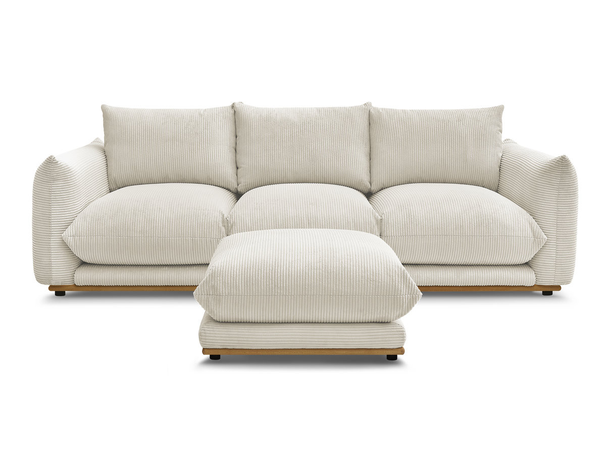 Bobochic Ernest Sofa 3-Sitzer mit Pouf 266 × 106 cm Cordsamt Beige