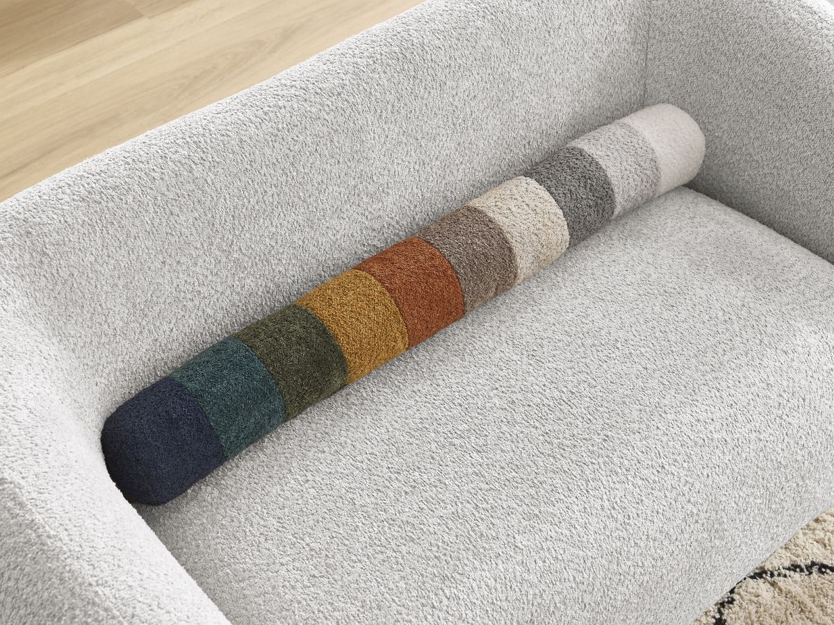 Bobochic Celine Sofa 2-Sitzer Bouclé-Stoff Hellgrau
