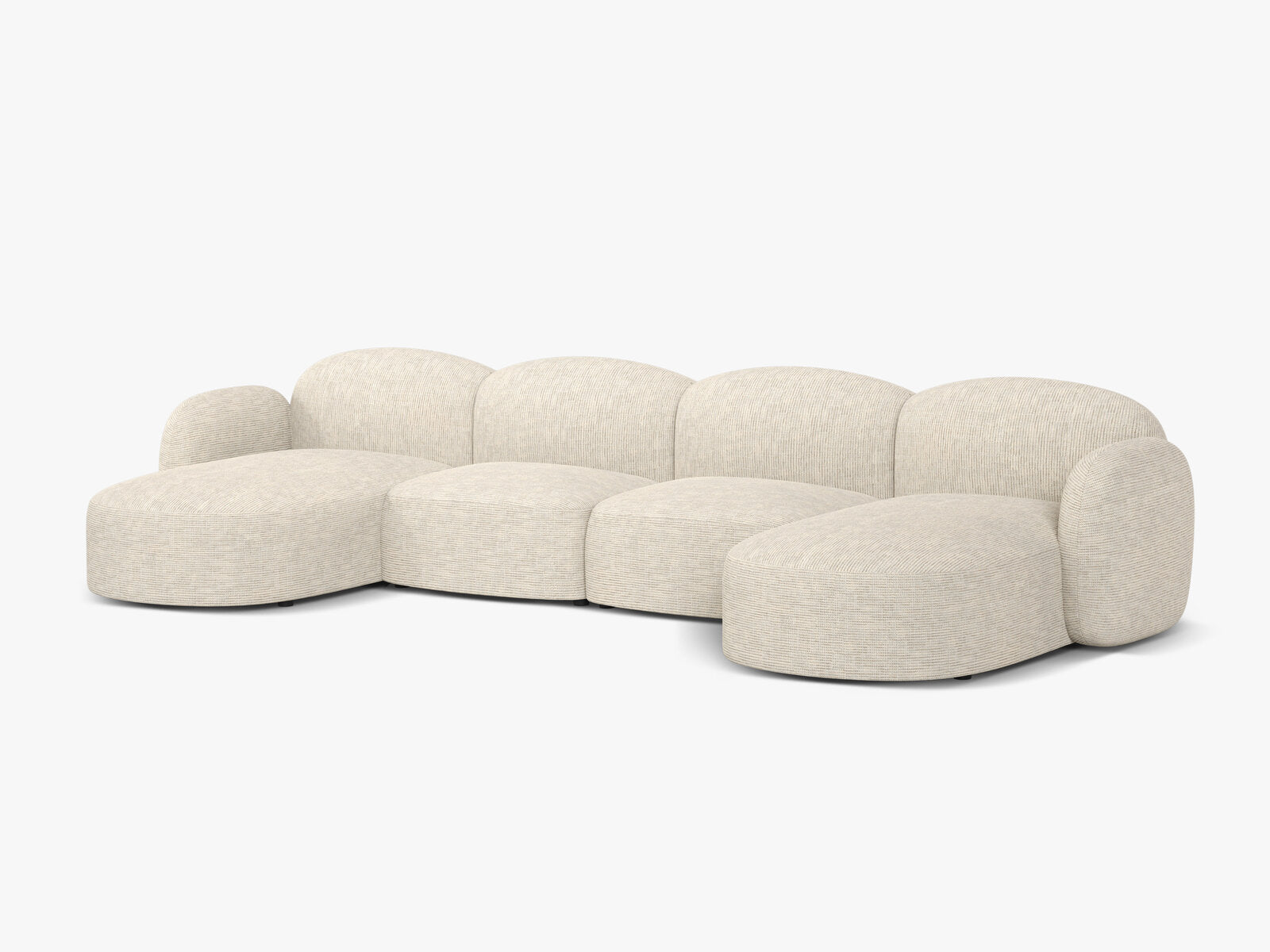 Micadoni Panorama Sofa Blair 6-Sitzer Strukturierter Stoff Baltimore Helles Beige