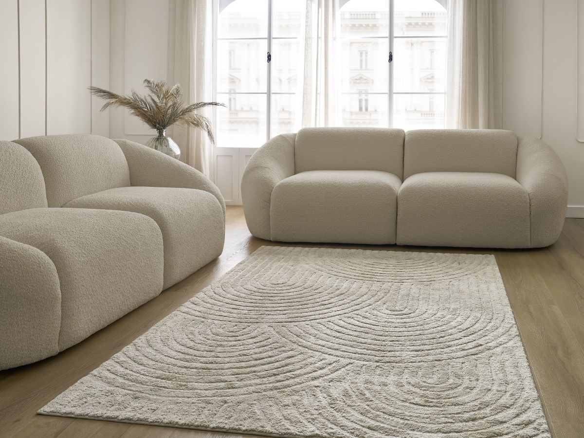 Bobochic Tina Sofa 5-Sitzer Bouclé-Stoff Beige