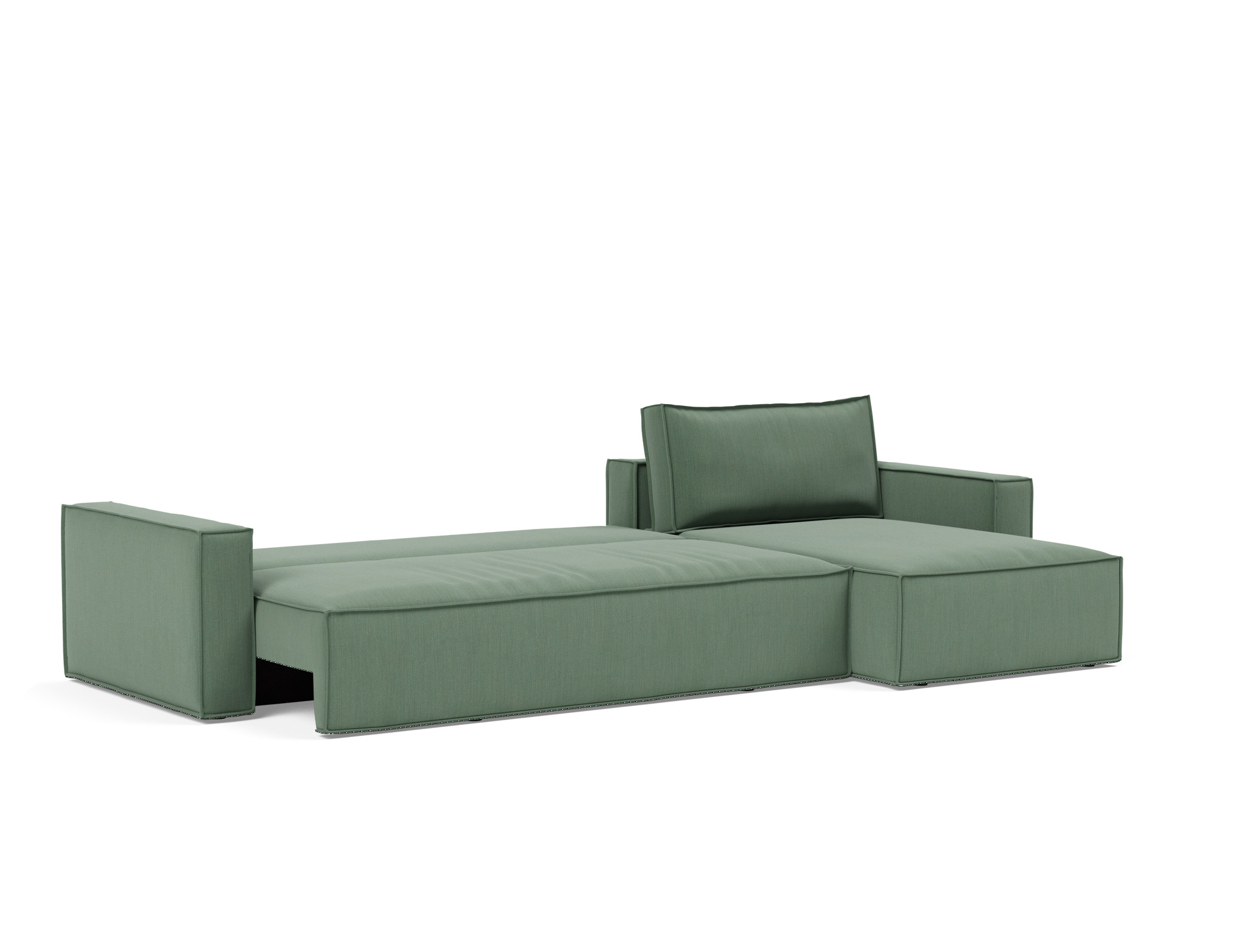 Schlafsofa Newilla mit Chaiselongue Flachgewebe Elegance 518-Green