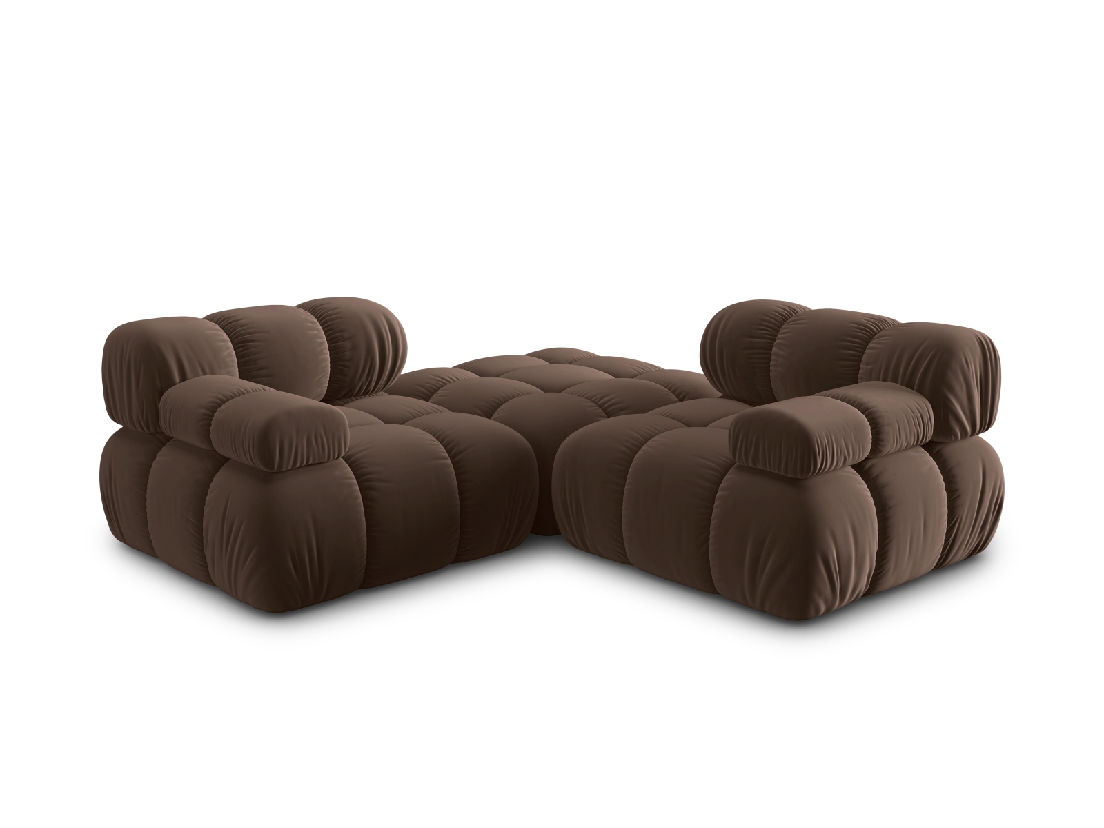Micadoni Modulares Sofa Bellis 3-Sitzer mit flachem Modul Samt Bluvel Dunkelbraun