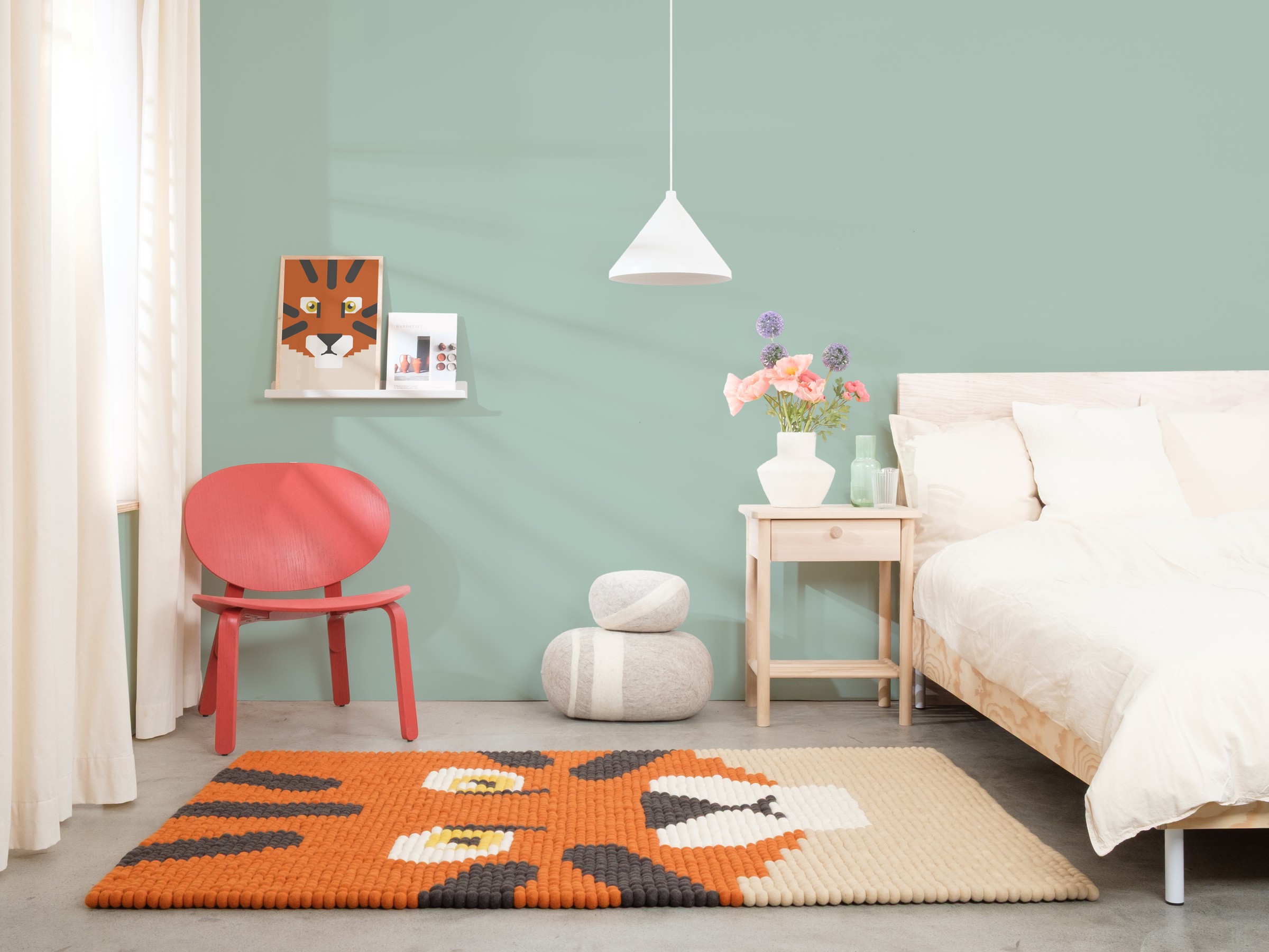 myfelt Shira Filzkugelteppich Orange