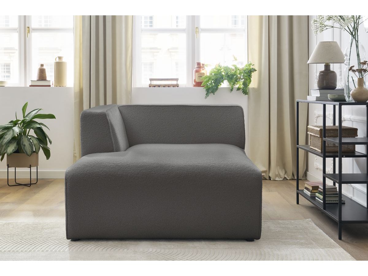 Bobochic Megeve Méridienne-Modul Bouclé-Stoff Dunkelgrau Ecke links