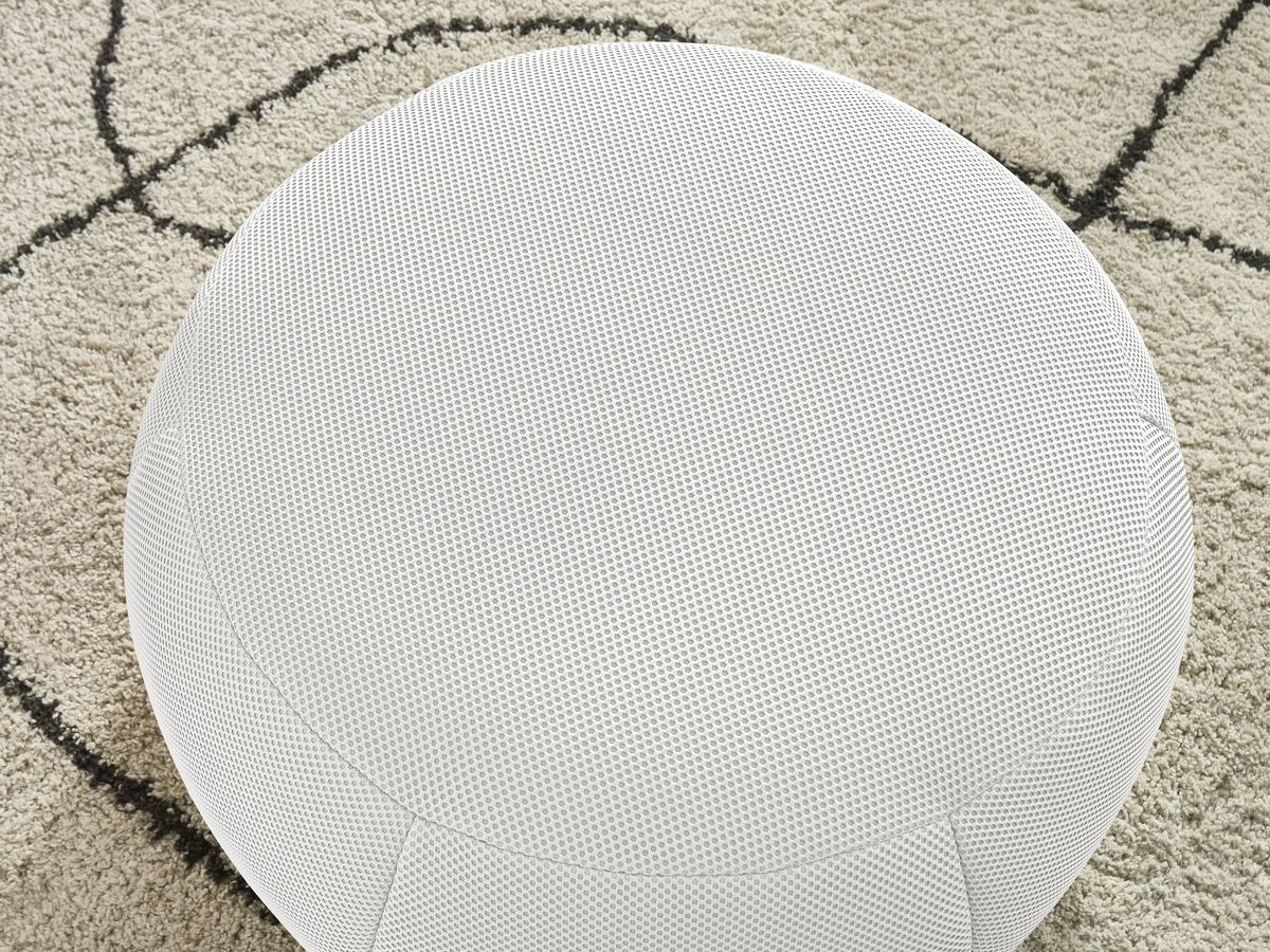 Bobochic Hayden Pouf, rund Mesh-Stoff Weiß, 76 cm