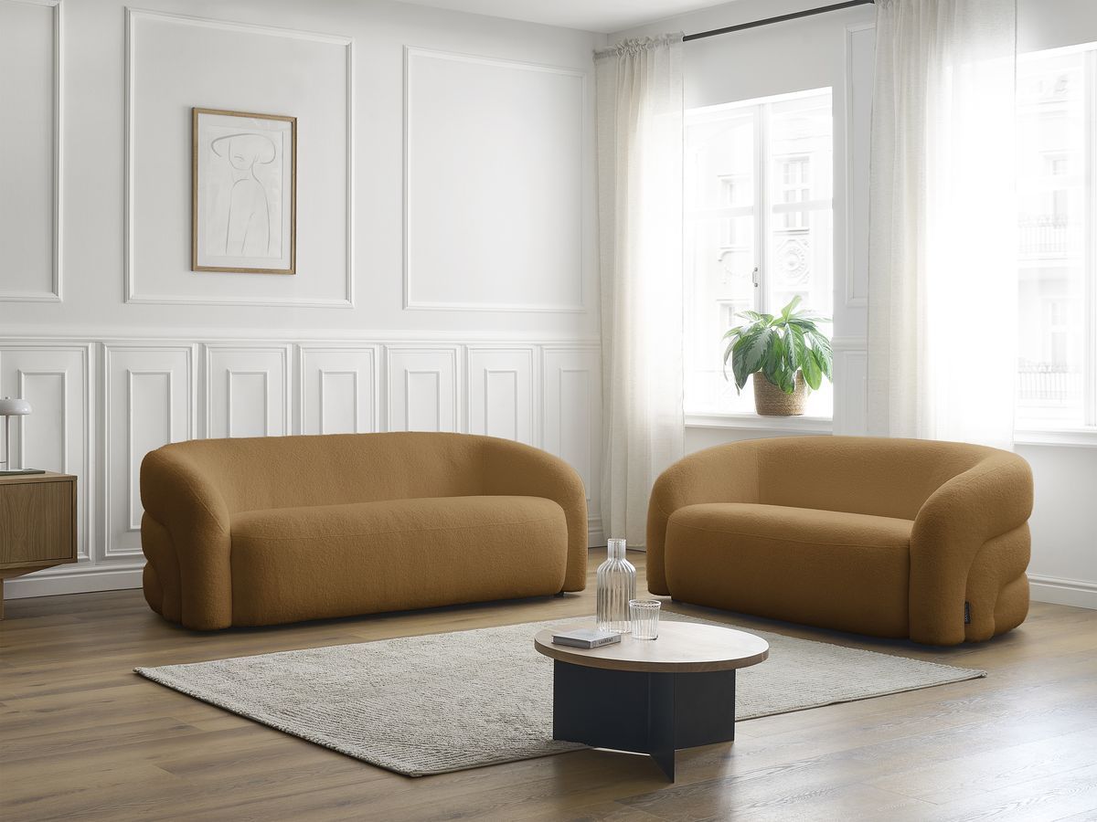 Bobochic Elina Sofa 5-Sitzer Bouclé-Stoff Gelb