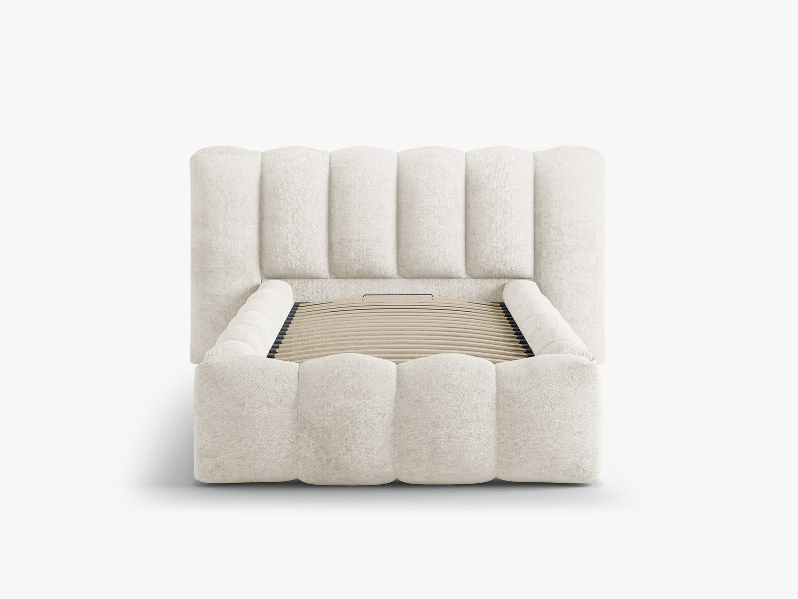 Micadoni Stauraumbett mit Kopfteil Lupine Chenille Perfect Harmony Helles Beige 90x200