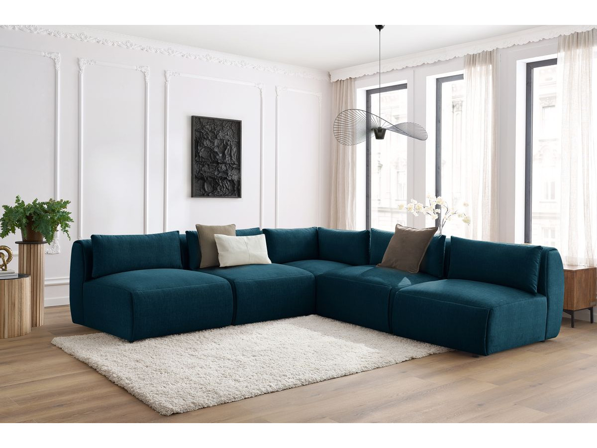 Bobochic Jeanne Ecksofa 299 × 299 cm Samt Dunkelblau