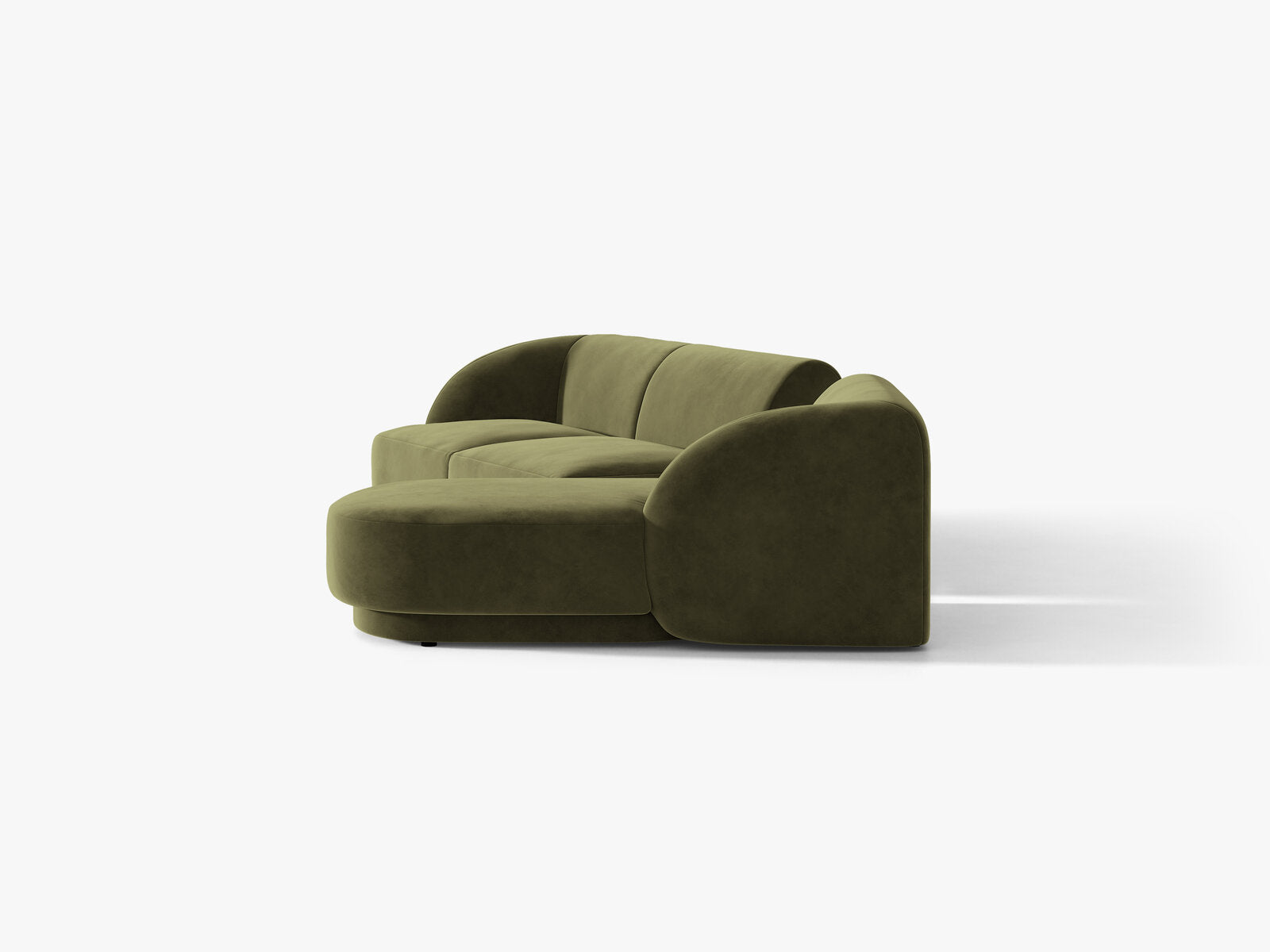 Micadoni Modulares Sofa Miley mit Recamiere 3-Sitzer Rechts Samt Bluvel Grün